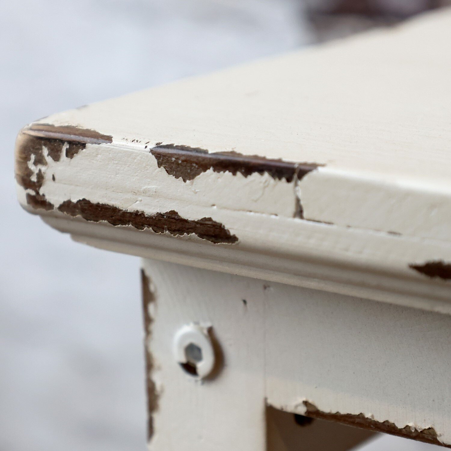 Tisch mit Regal, antique creme 