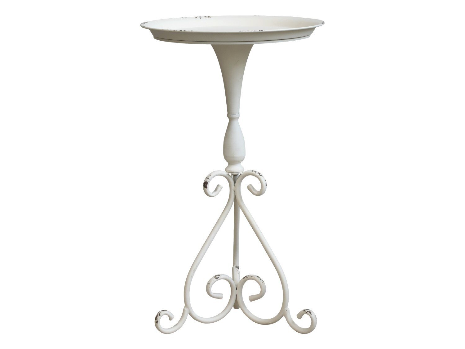 Tisch rund mit einzigartigem Gestell, antique creme 