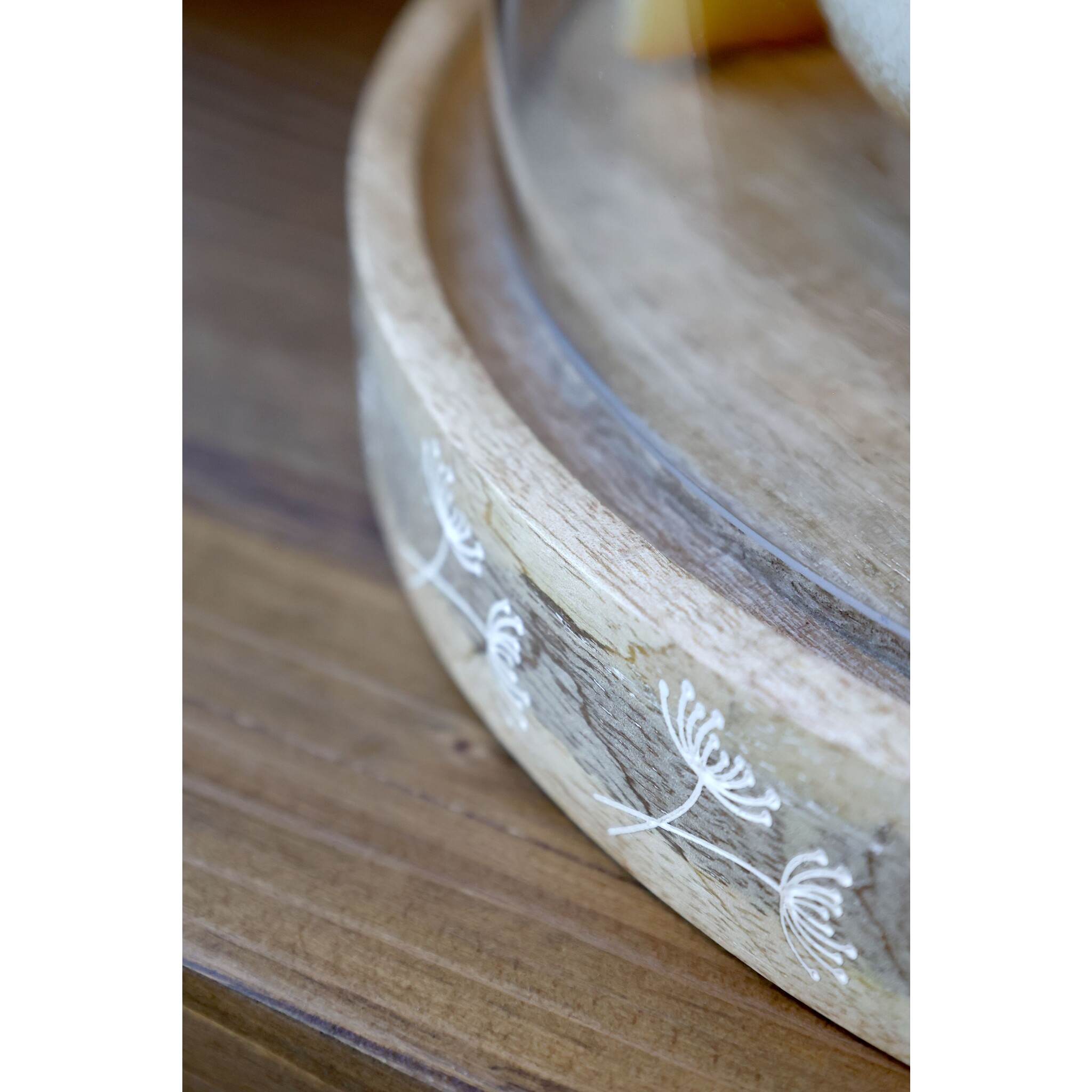 Tours Glasglocke mit Schnitzereien, natur 