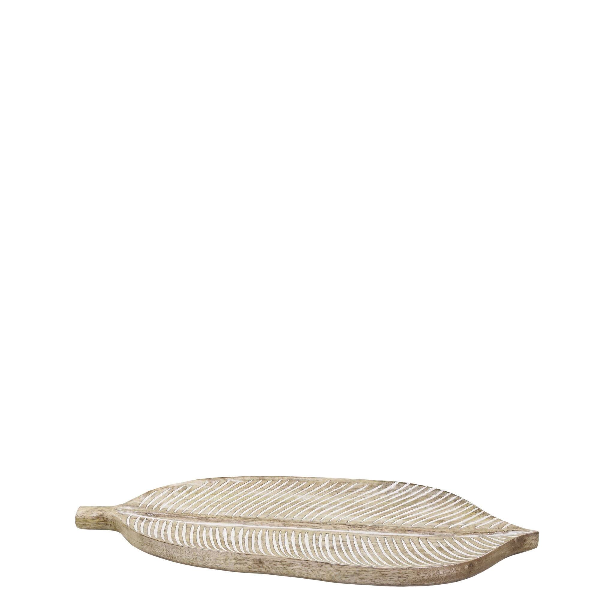 Tours Tablett mit Schnitzereien, Blattform, natur 