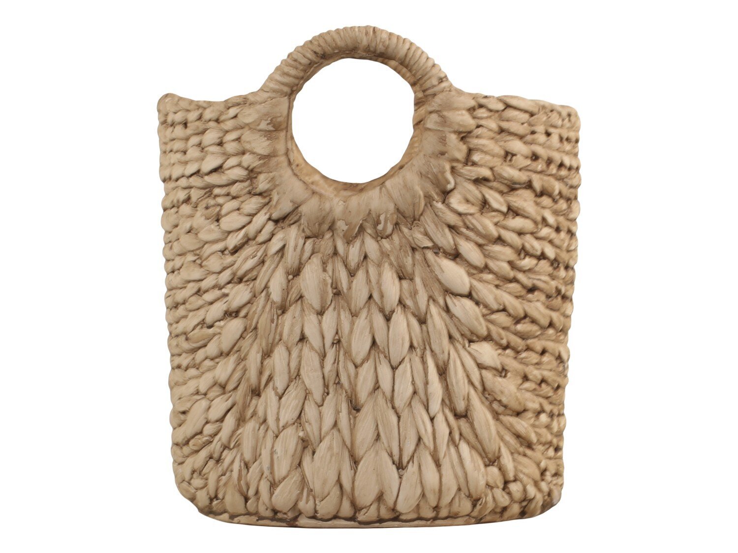 Übertopf Corte mit Flechtmuster und Henkel, braun H22 x Ø18,5 cm