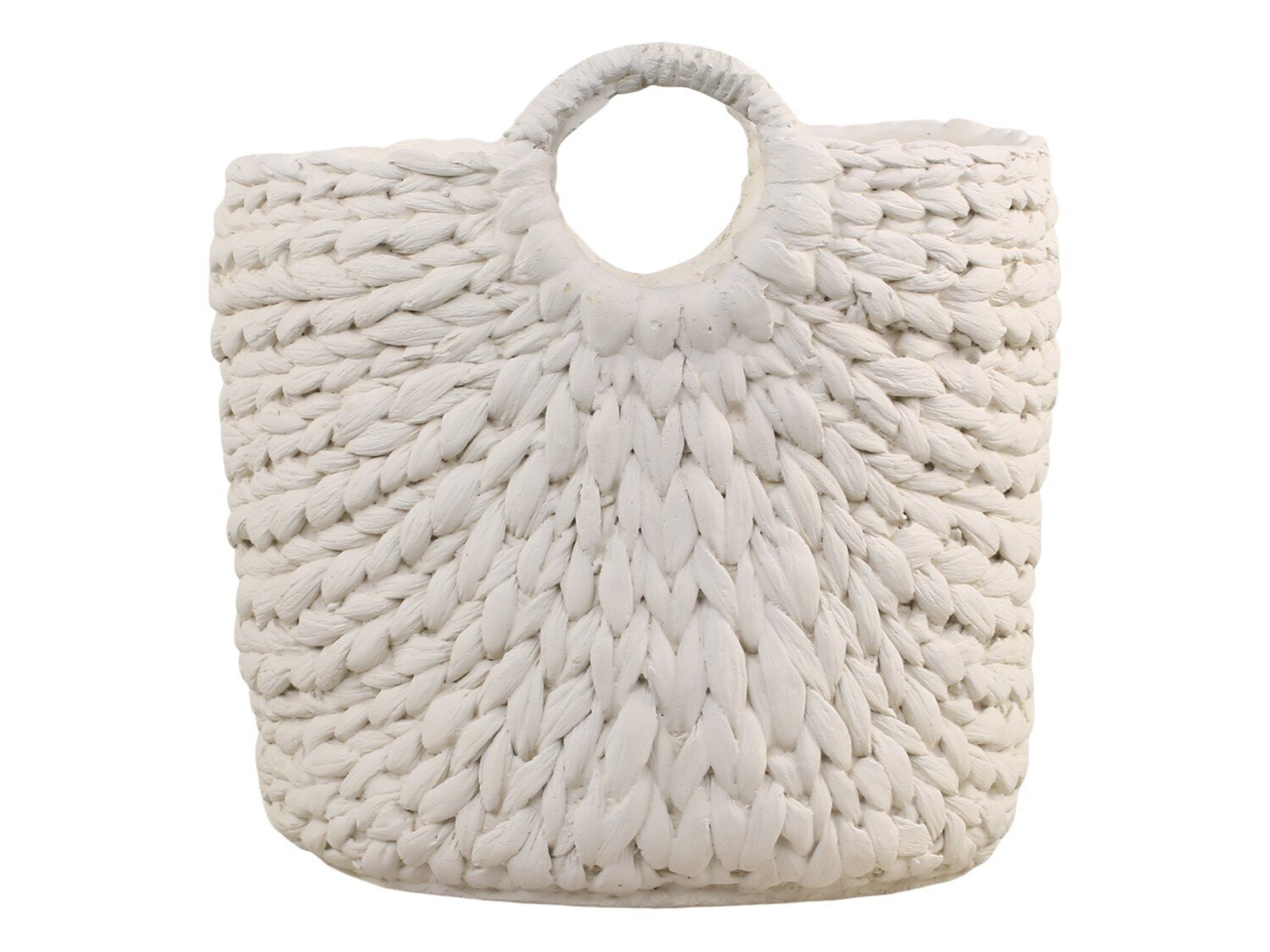 Übertopf Corte mit Flechtmuster und Henkel, creme H24,5 x Ø23 cm