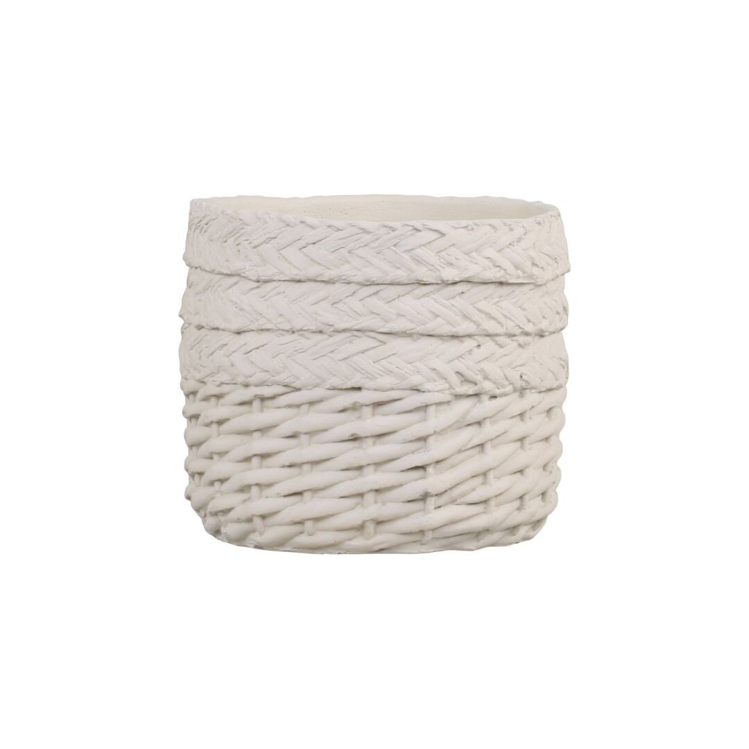 Übertopf Corte mit Flechtmuster, creme H17 x Ø18 cm