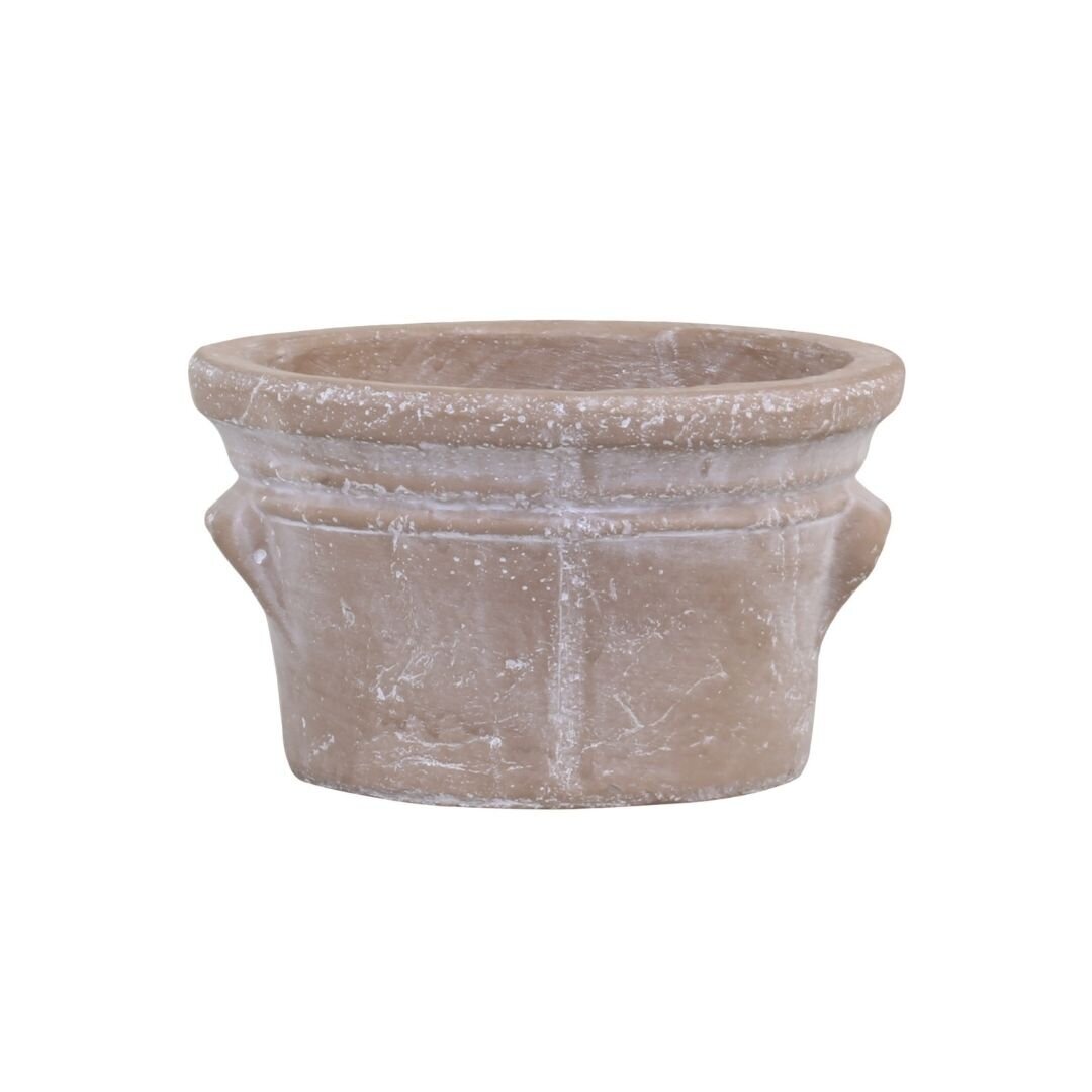 Übertopf mit Rillen in antiker Optik, natur 20 x 19,5 x 11,5 cm