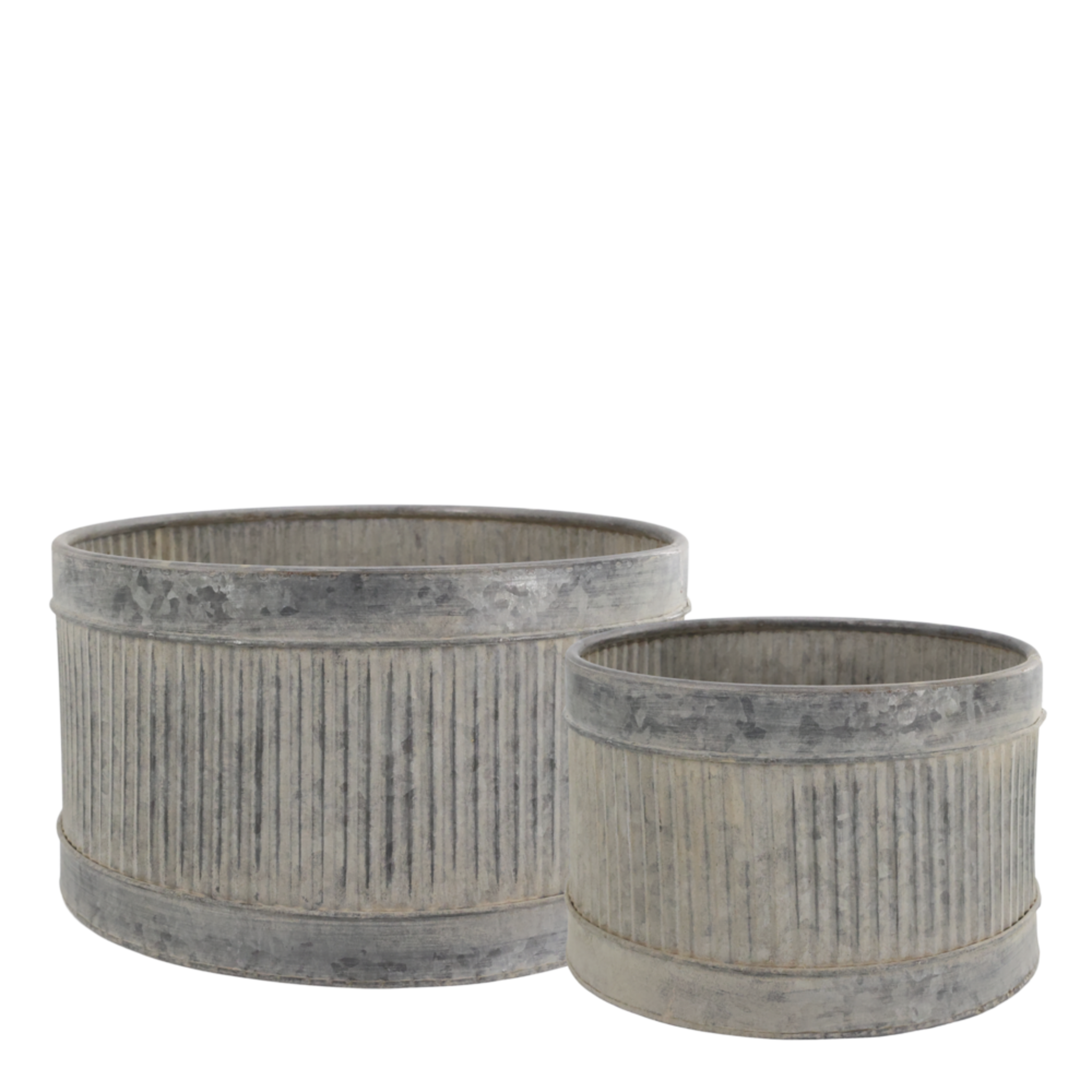 Chic Antique Übertopf mit Rillen - 2er Set, grau 