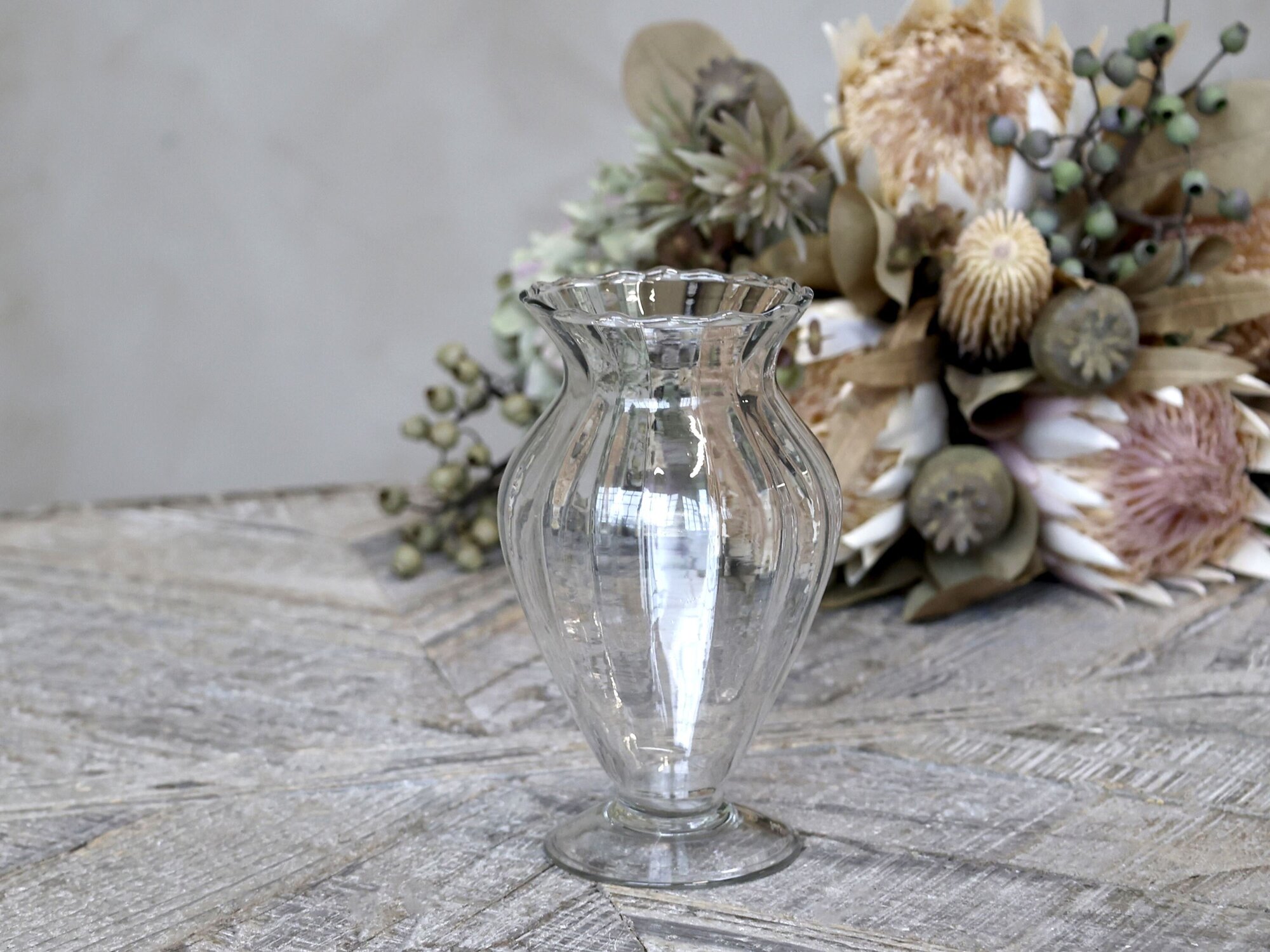 Vase Amphora aus Glas, klar 