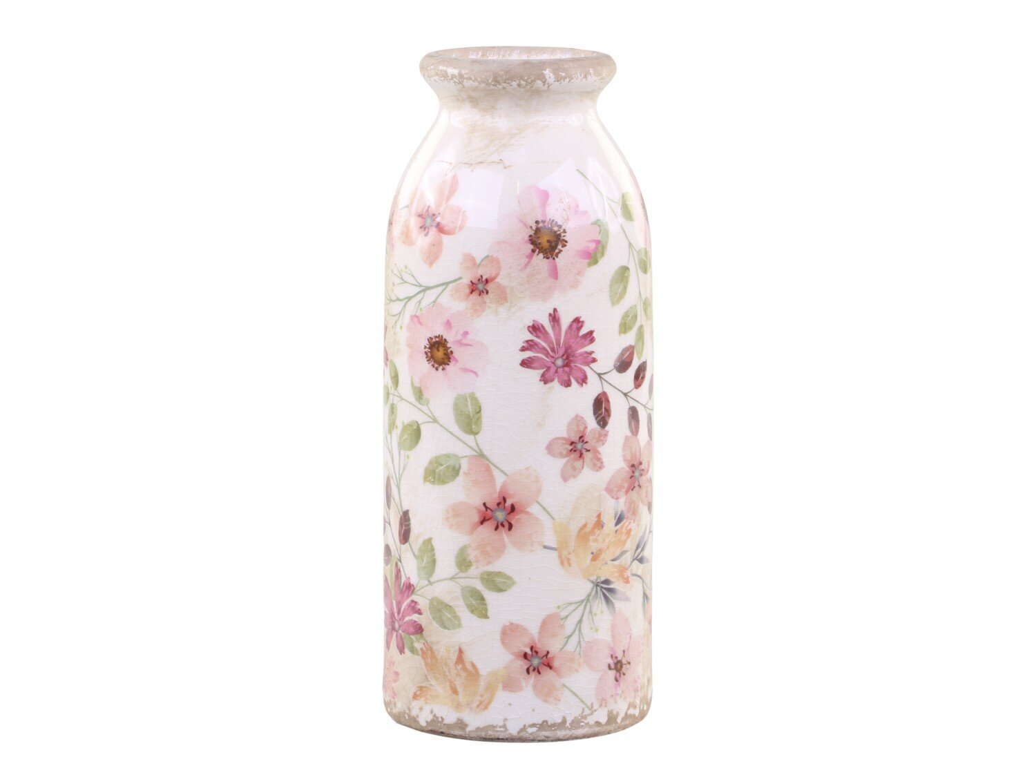 Vase Auray Flasche mit Blumen, antique creme H20 x Ø8 cm