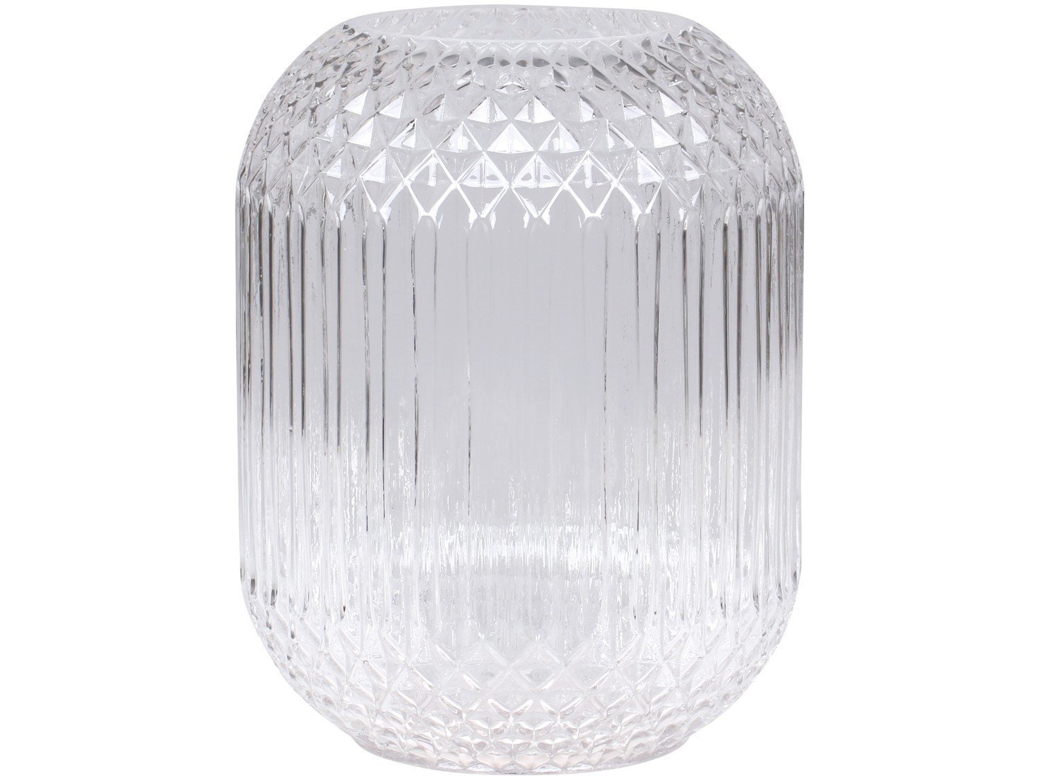 Vase mit kariertem Muster, klar  H25/Ø18 cm