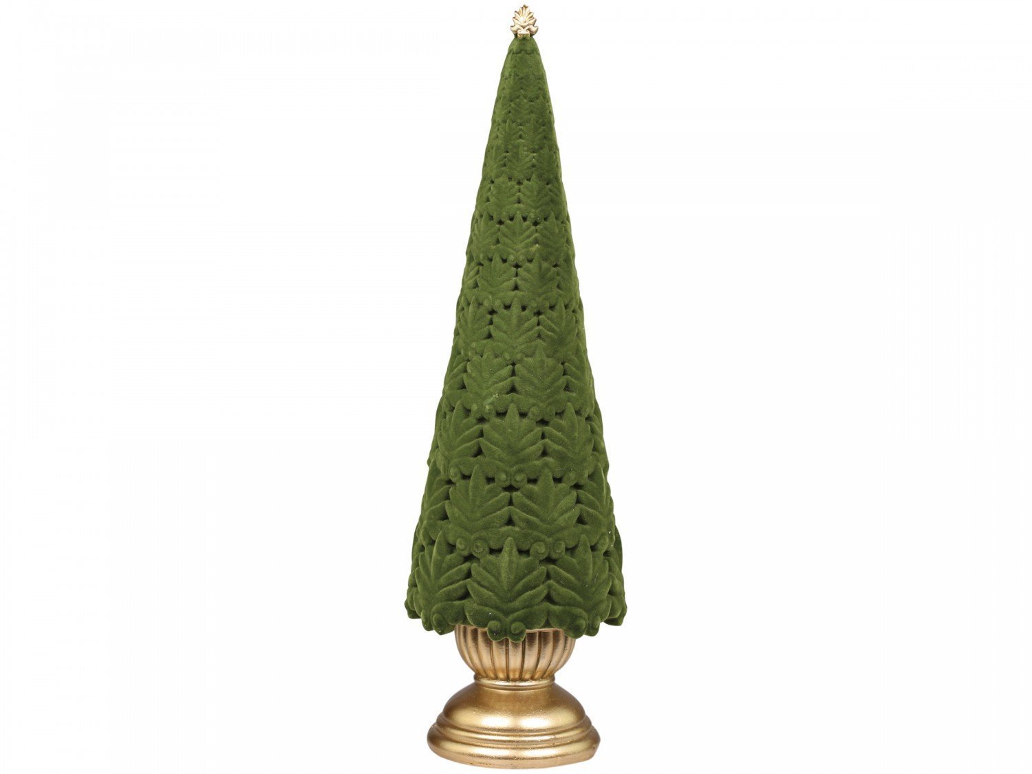 Velours Weihnachtsbaum auf Fuß, moosgrün H35/Ø10 cm