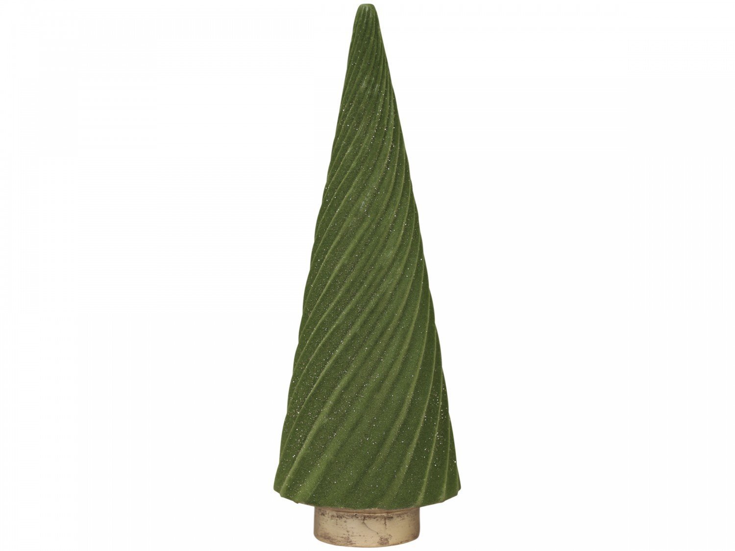 Velours Weihnachtsbaum auf Fuß, moosgrün H24,5/Ø8,5 cm