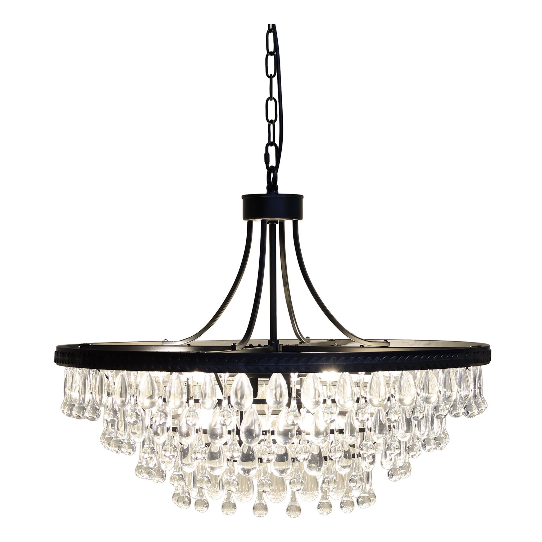 Versailles Kronleuchter mit tropfenformigen Glasprismen, schwarz Höhe 57, Ø 70 cm