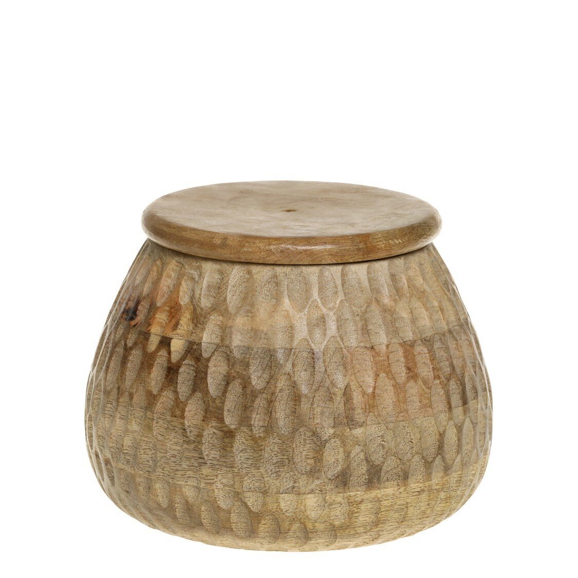 Verzierte Box mit Deckel, natur 