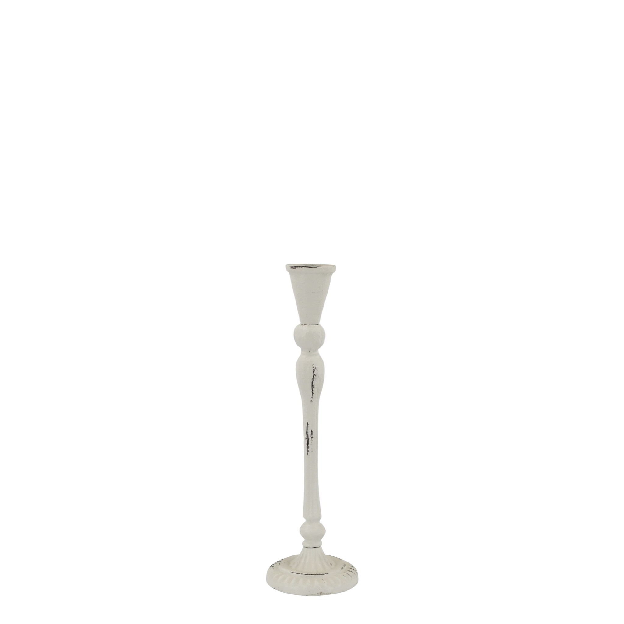 Vintage Kerzenständer aus Metall, antique creme Höhe 23, Ø 8,5 cm