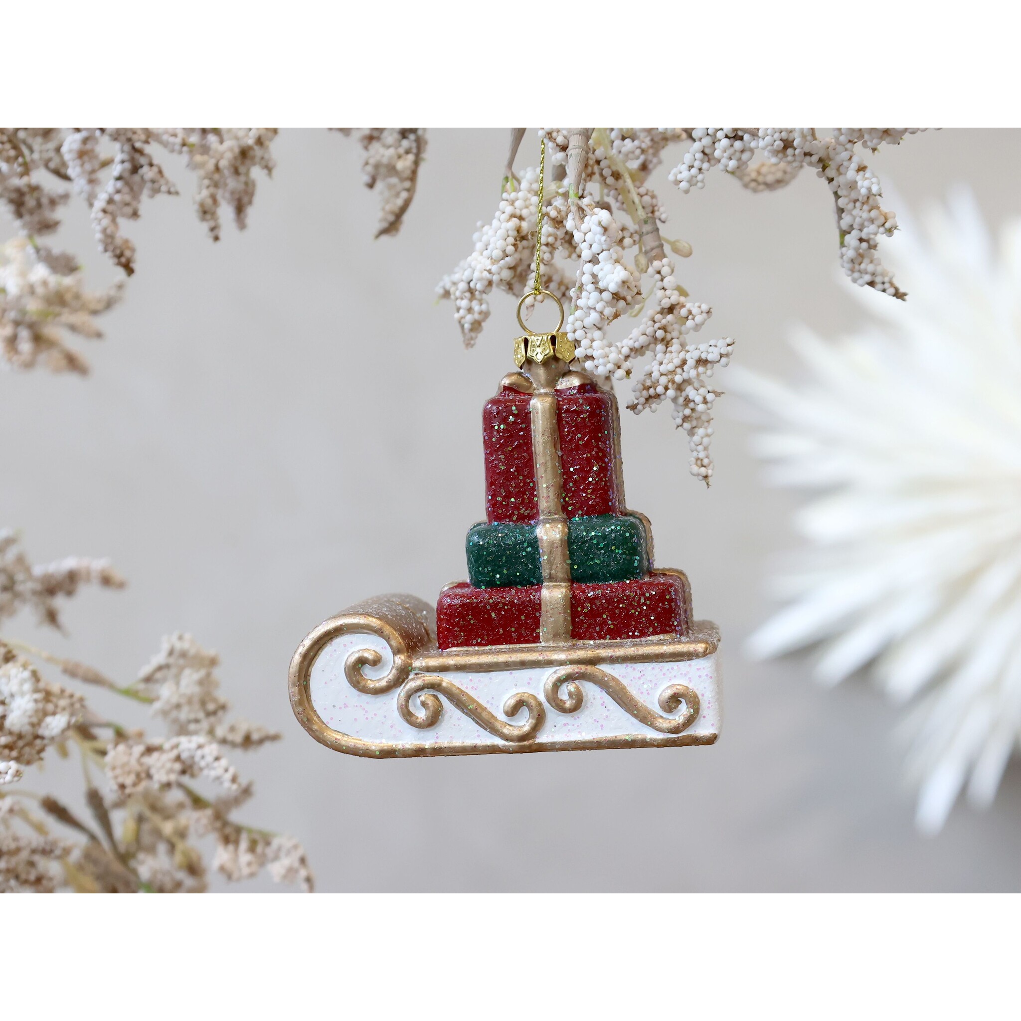 Vintage Schlitten Aufhänger, messing 