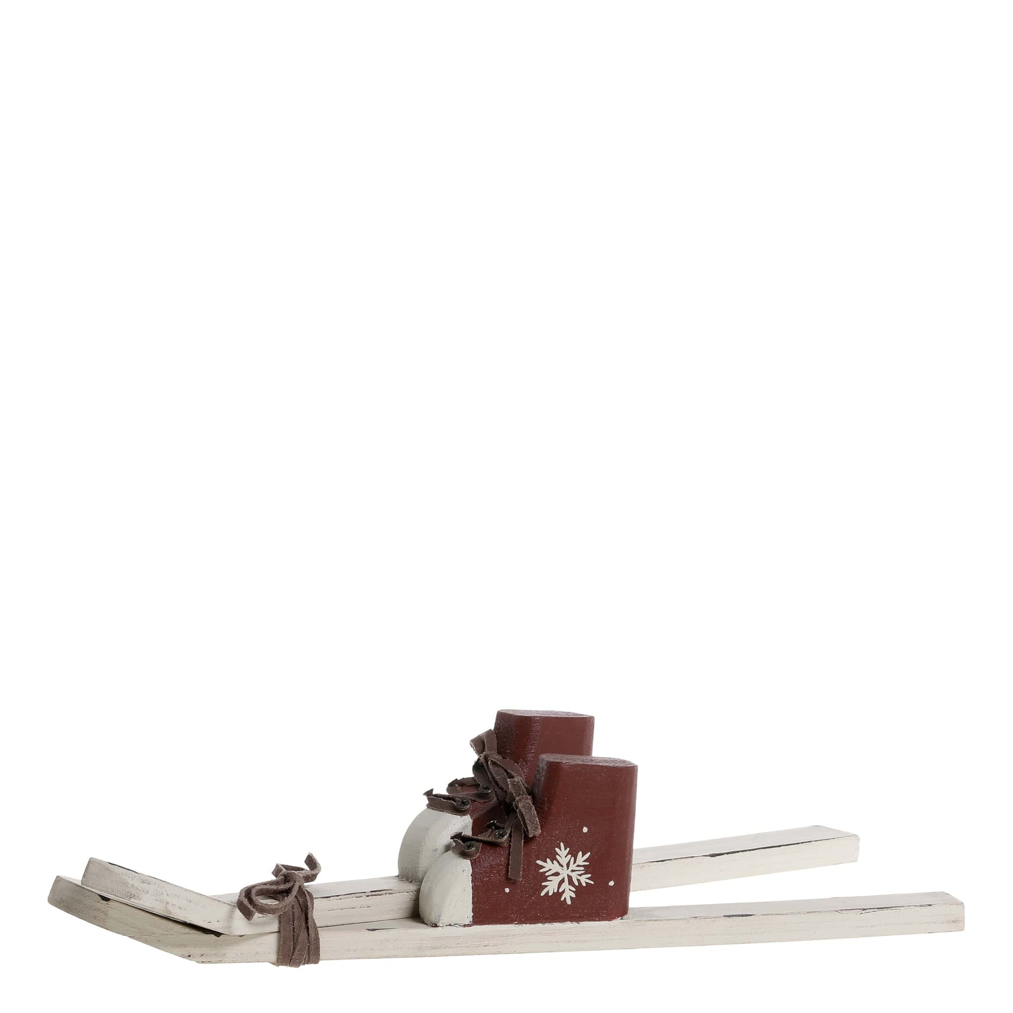 Vintage Ski mit Stiefeln, weiß 