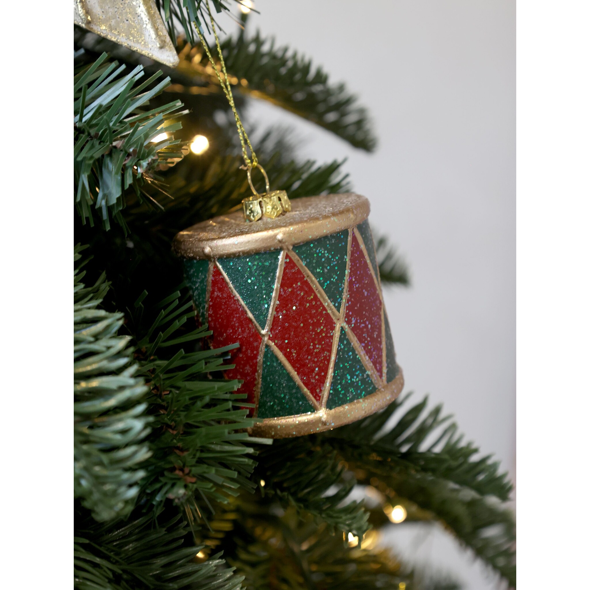 Vintage Trommel Aufhänger, rot Höhe 6, Ø 6 cm