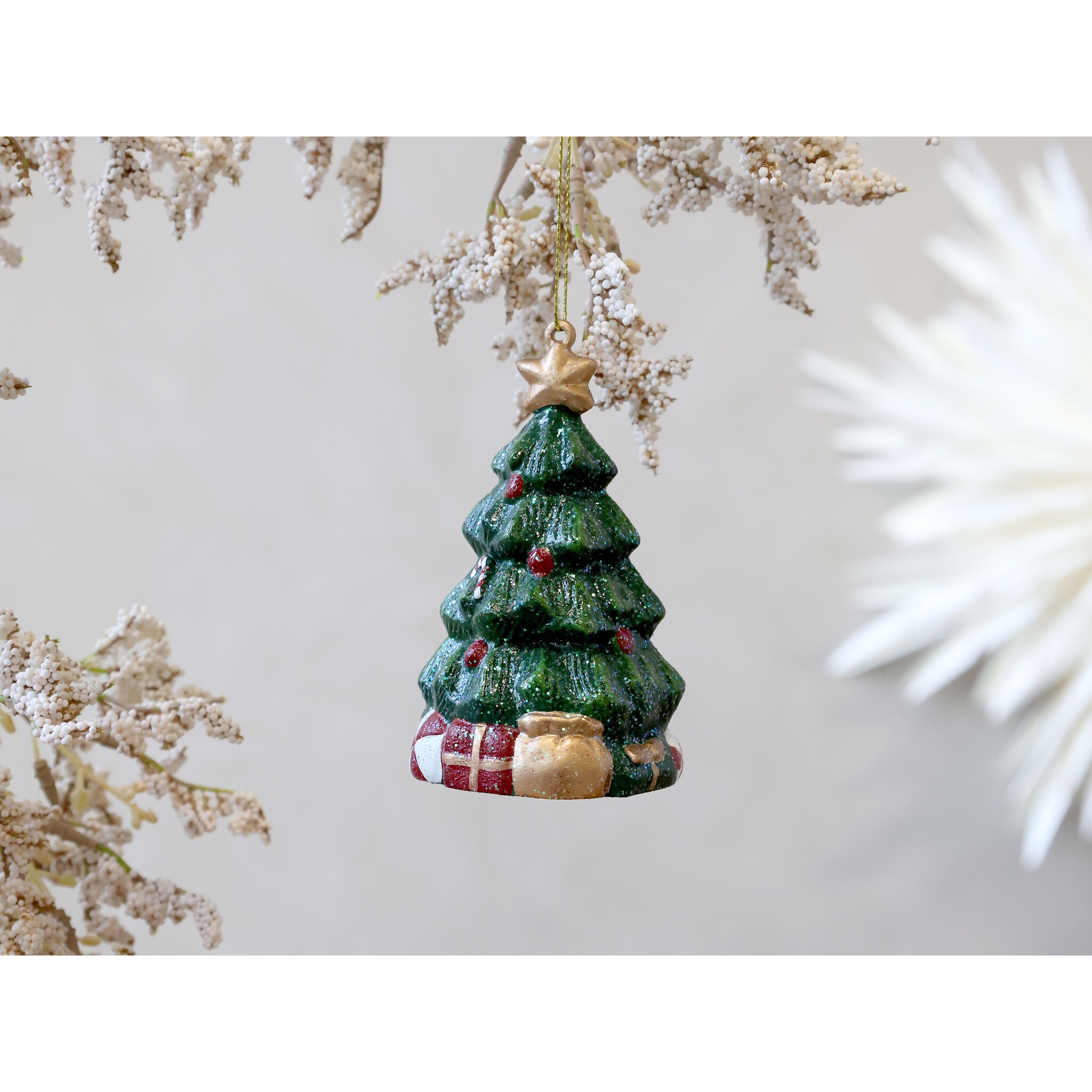 Vintage Weihnachtsbaum Aufhänger, grün 