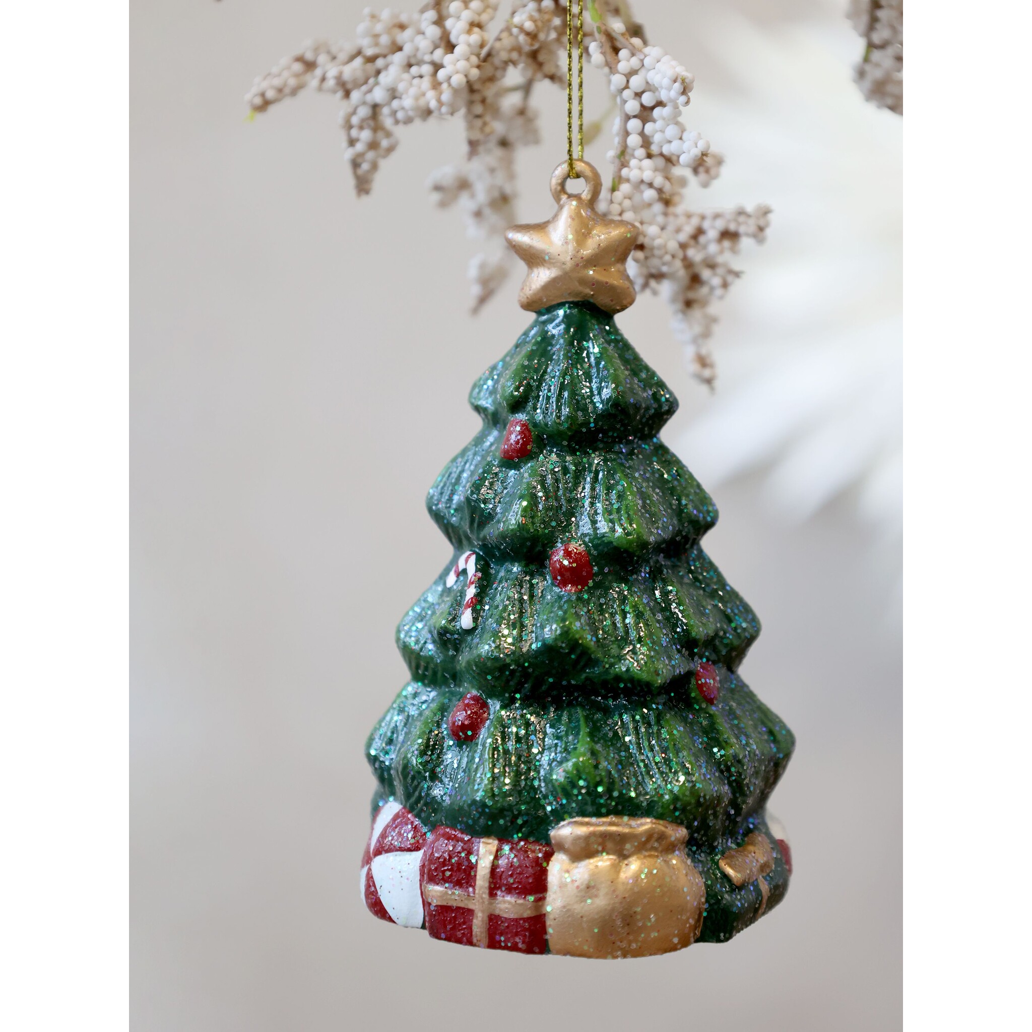 Vintage Weihnachtsbaum Aufhänger, grün 