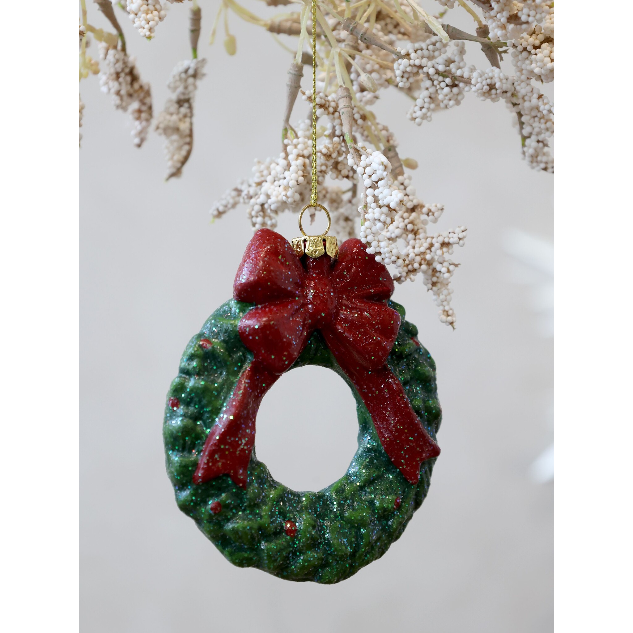 Vintage Weihnachtskranz Aufhänger, grün 