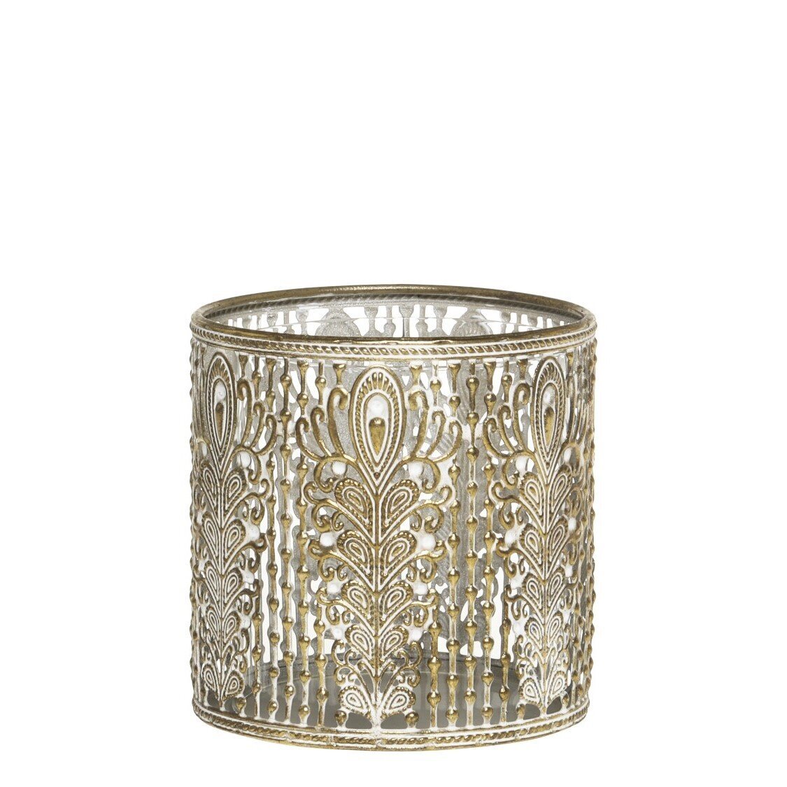 Vire Windlicht mit Muster, antique messing 