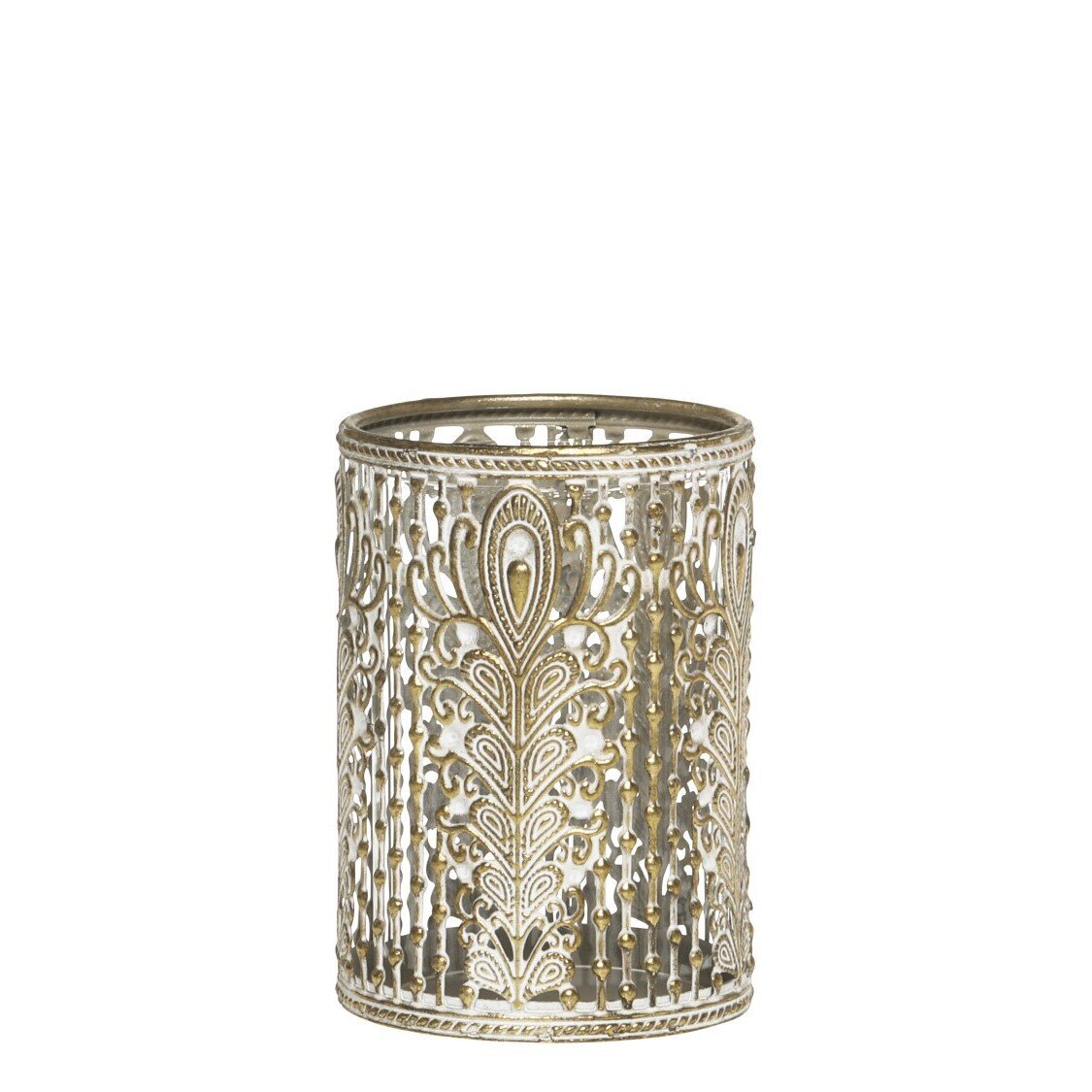 Vire Windlicht mit Muster, antique messing 