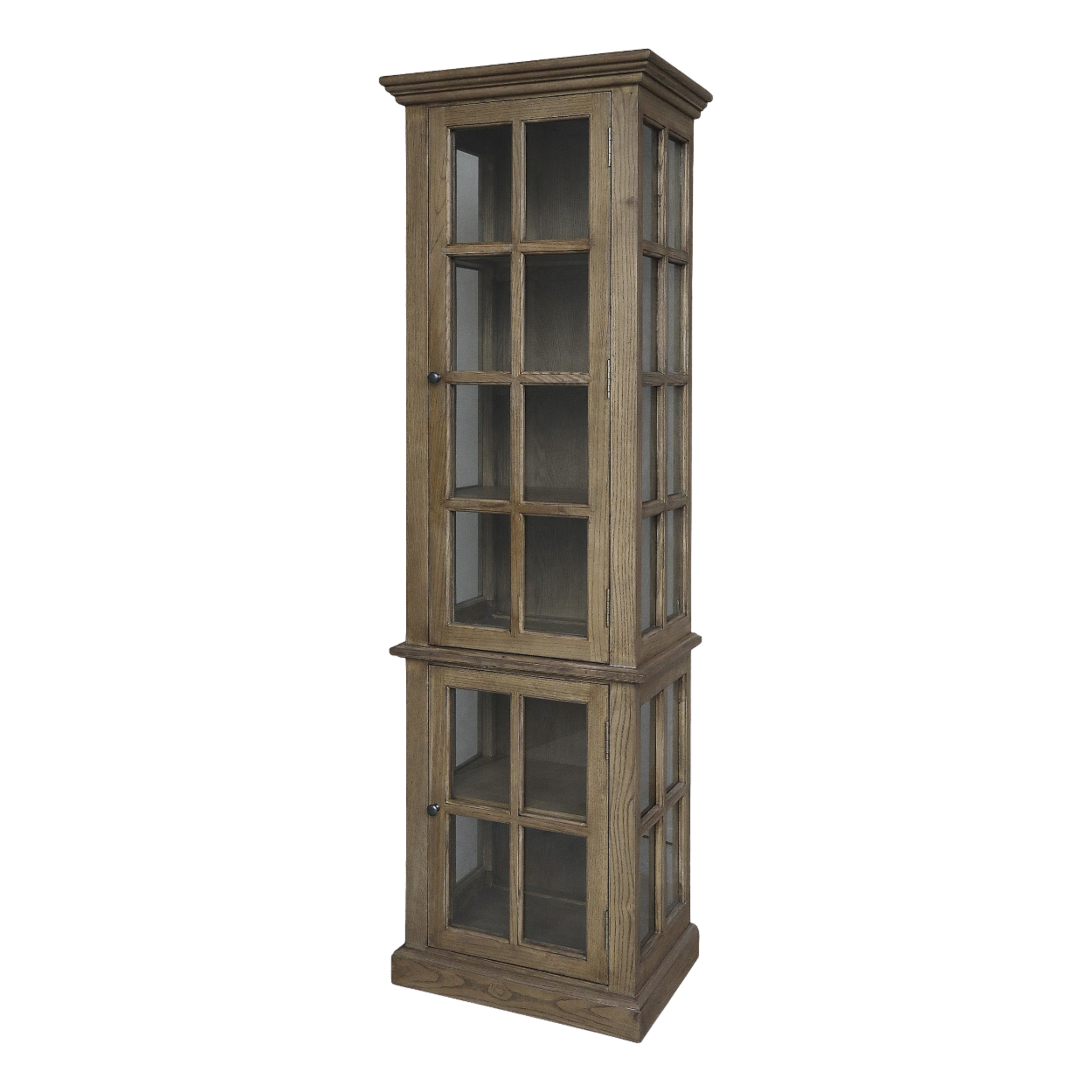 Landhaus Vitrinenschrank Marseille mit 2 Türen und Regalen, natur 