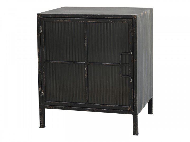 Vitrinenschrank mit gerillten Glastüren, antique schwarz 40 x 32,5 x 46,5 cm