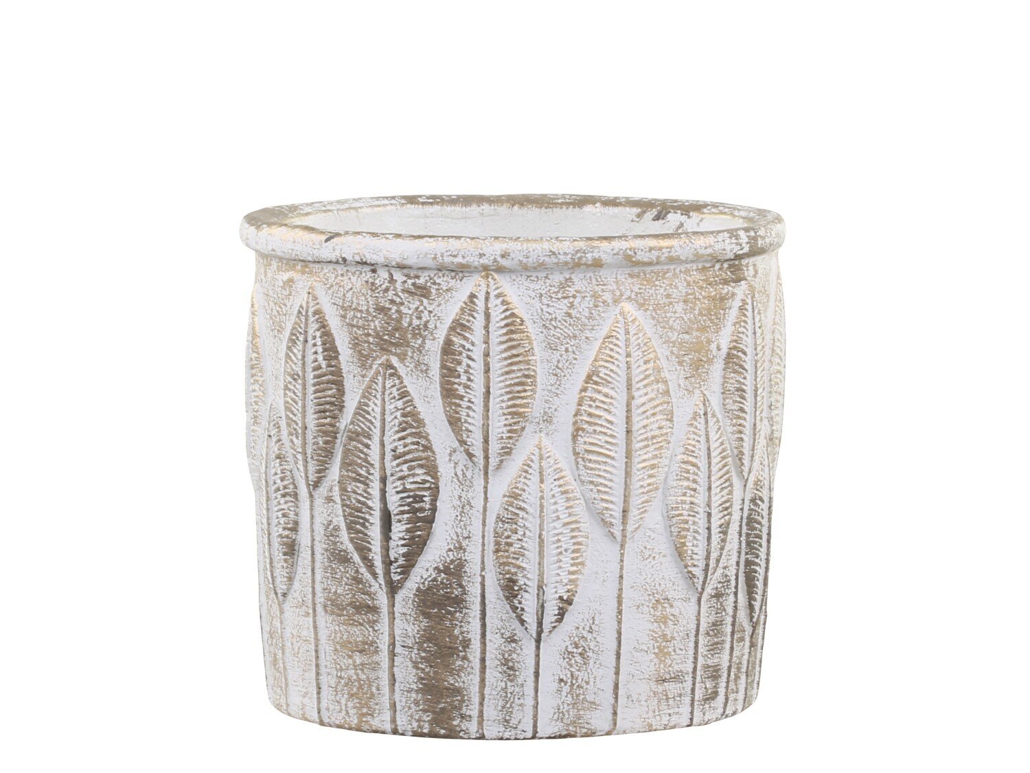 Vittel Blumentopf mit Goldmuster, creme H9,5 x Ø10,5 cm