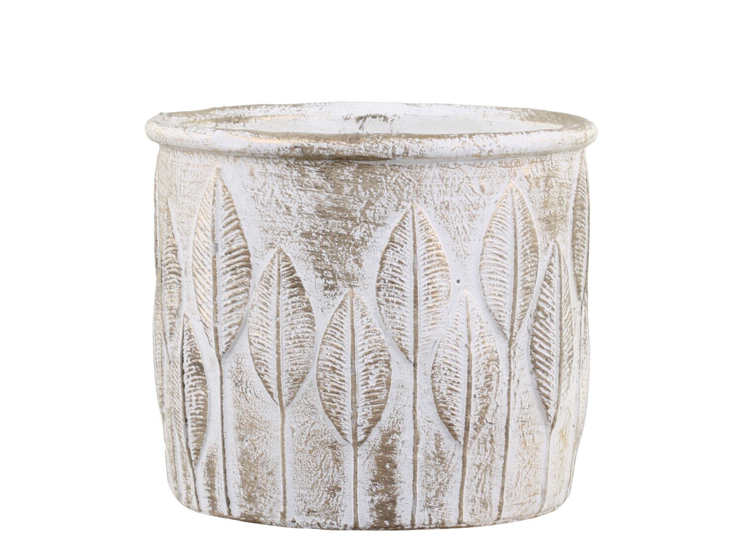 Vittel Blumentopf mit Goldmuster, creme H11,5 x Ø13 cm