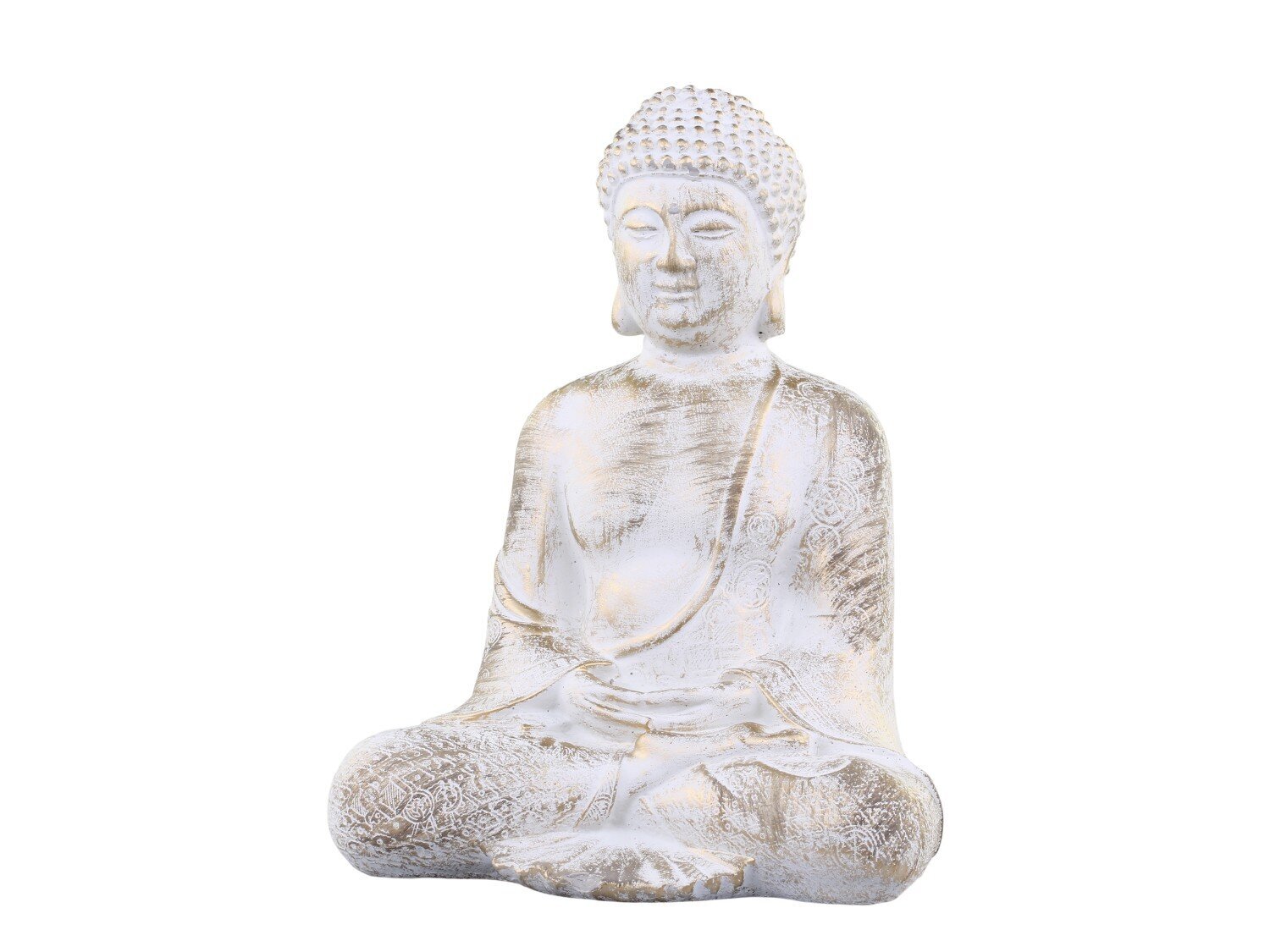 Vittel Buddha mit Gold Muster, creme H28,5 x L23 x B17,5 cm