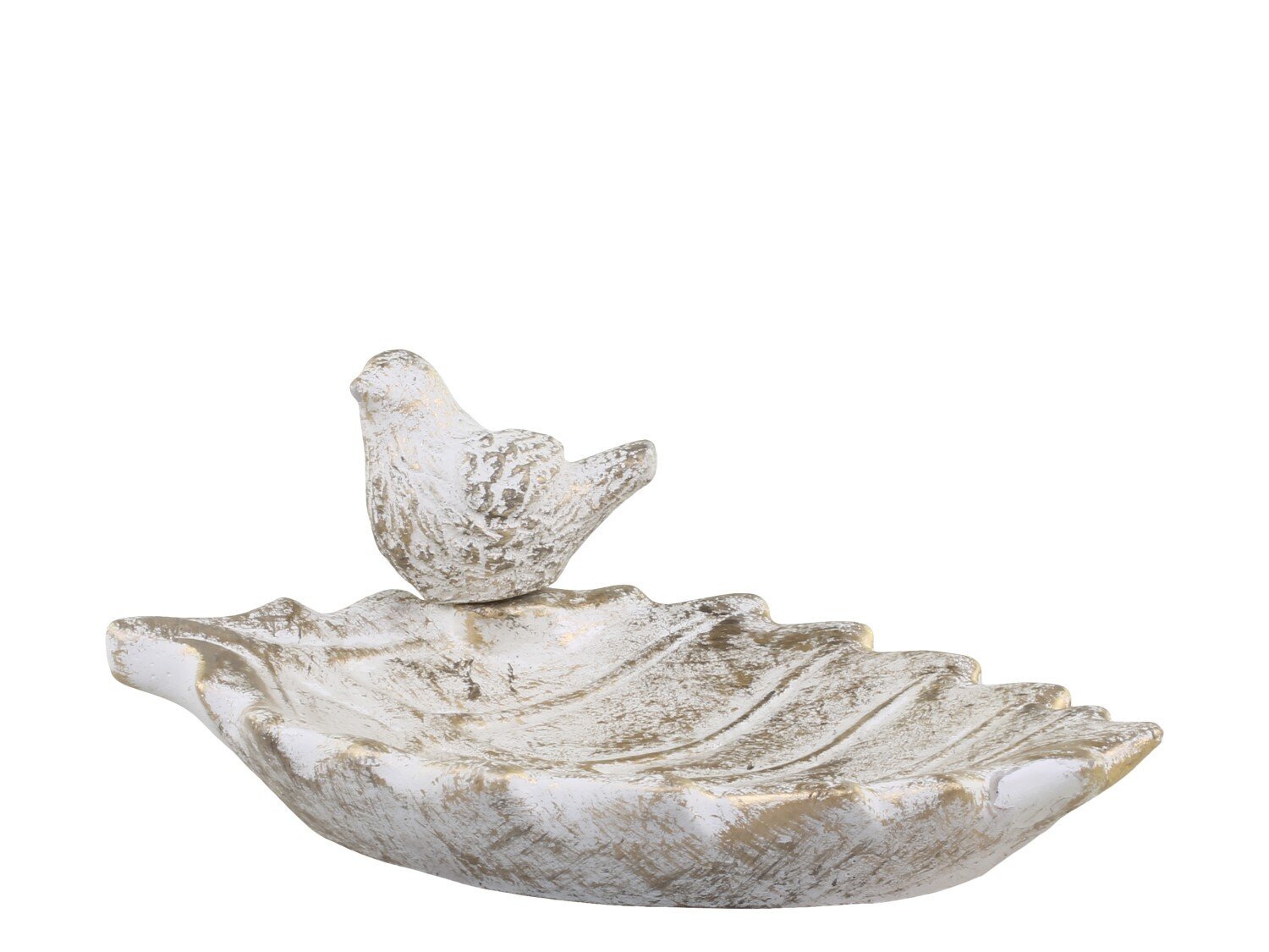 Vittel Vogelbad mit Goldmuster, creme H9 x L22 x B14,5 cm