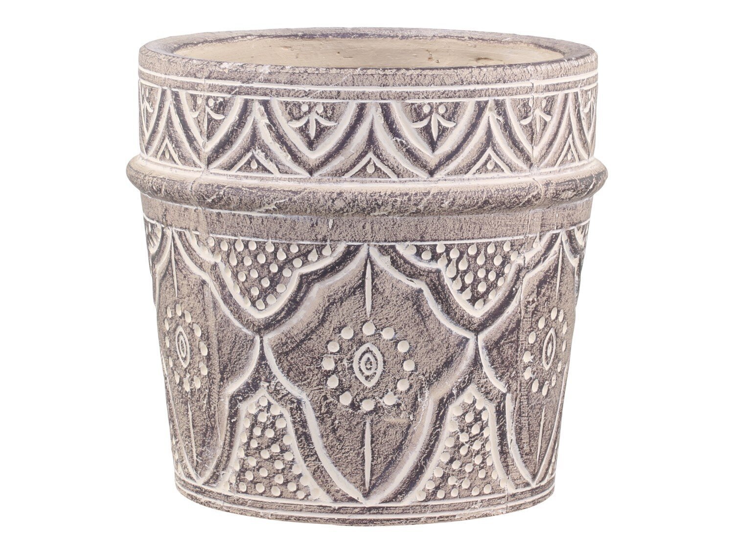 Évron Blumentopf mit Muster, dunkel natur H17.5/Ø18.5 cm