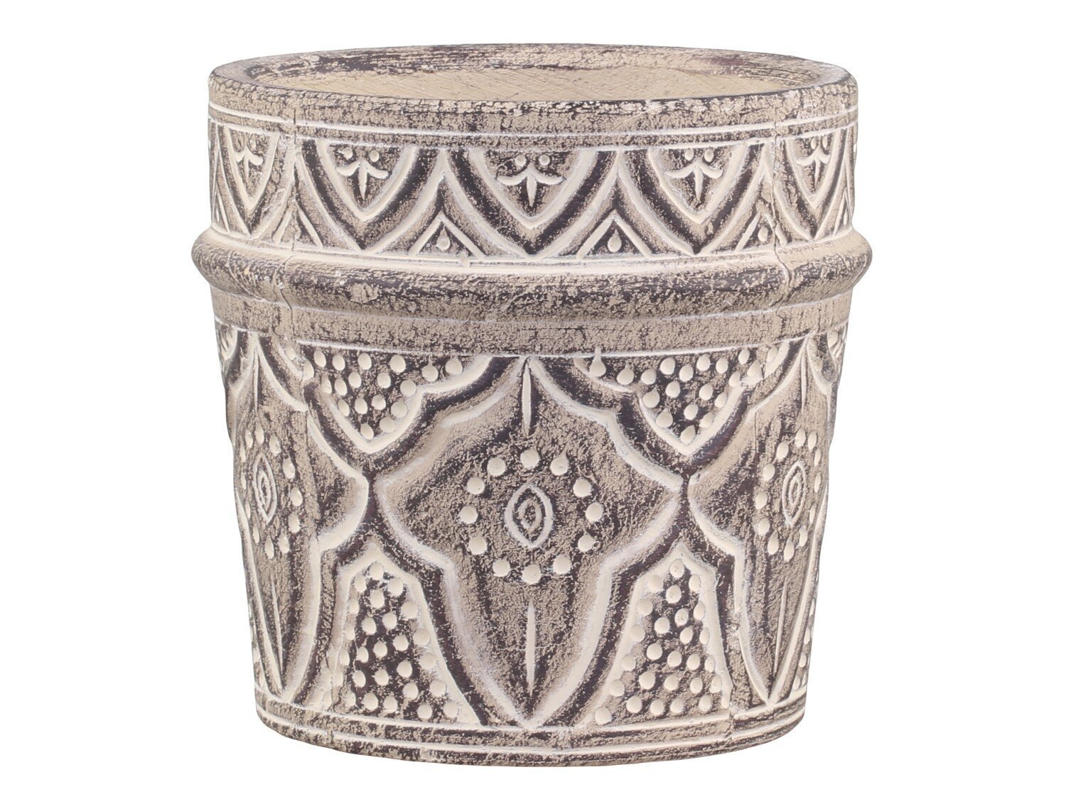 Évron Blumentopf mit Muster, dunkel natur H14/Ø14.5 cm