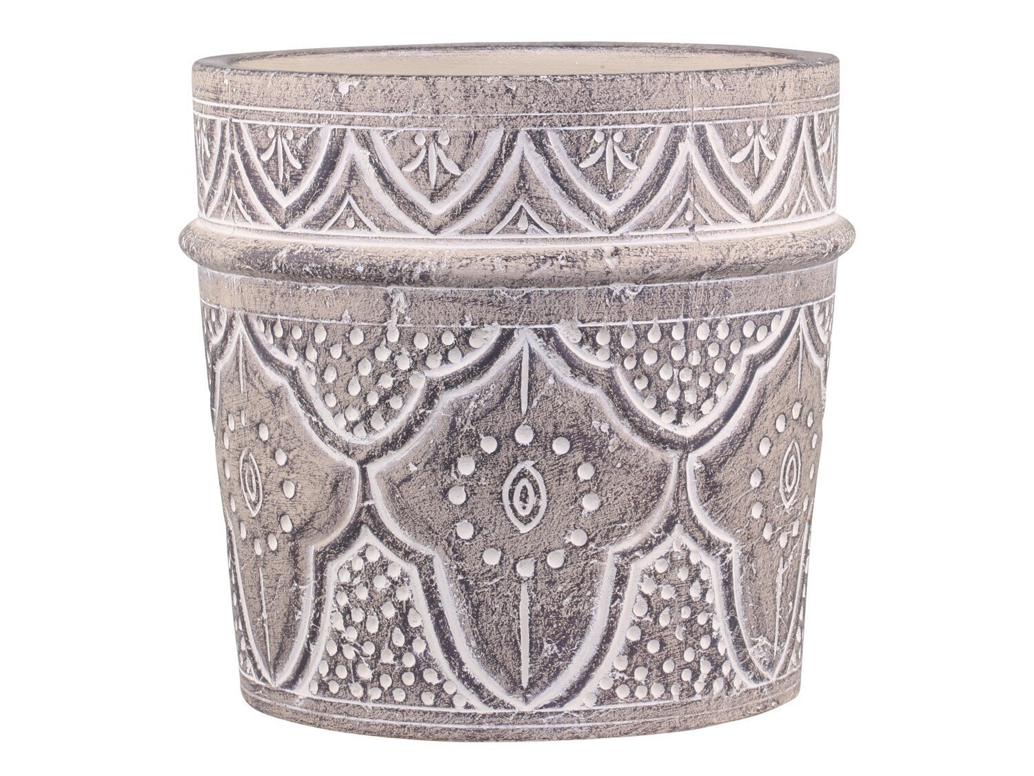 Évron Blumentopf mit Muster, dunkel natur H25,5/Ø27 cm