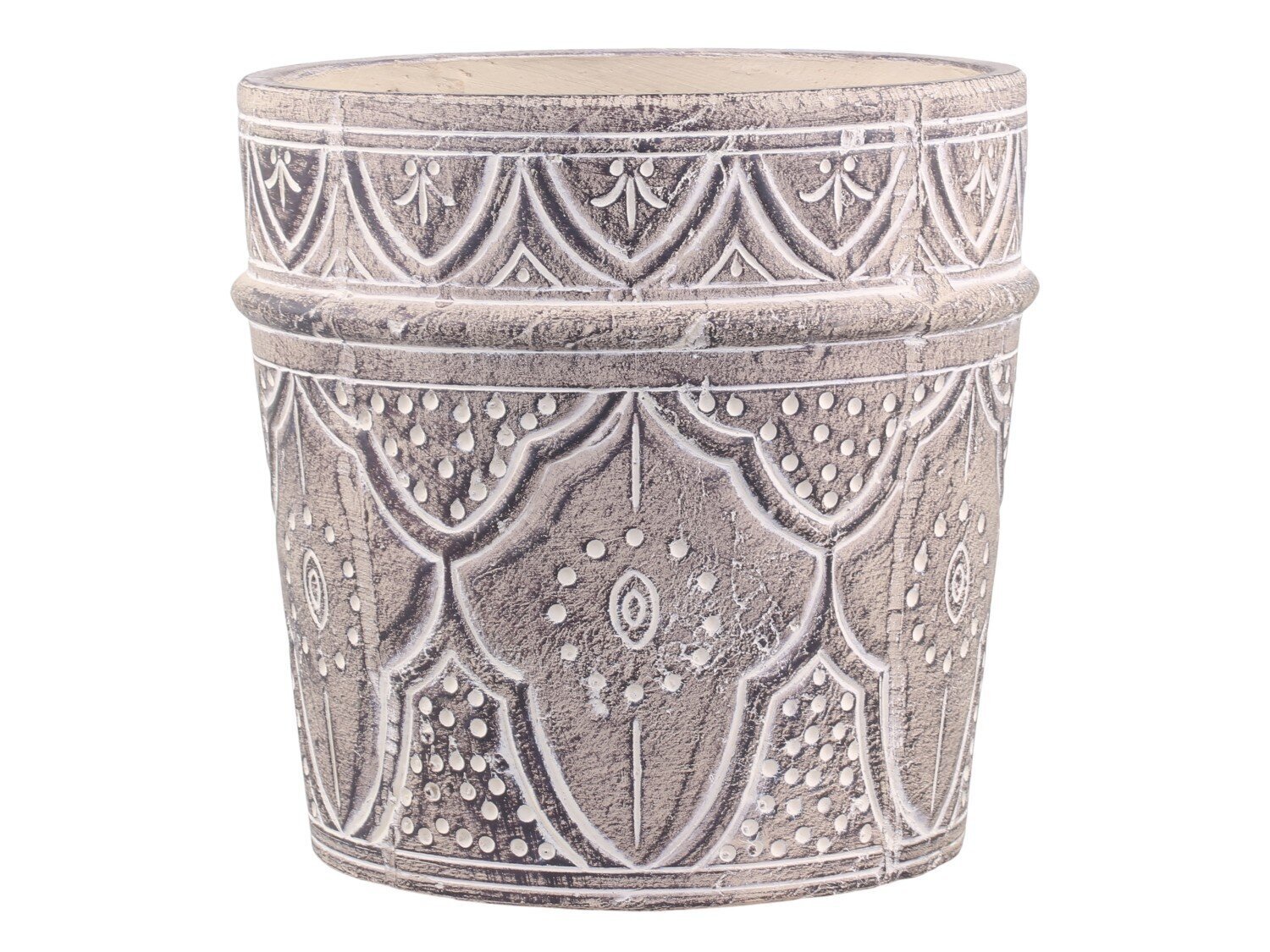 Évron Blumentopf mit Muster, dunkel natur H22,5/Ø23 cm