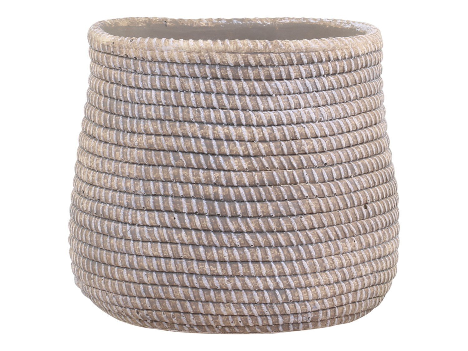 Évron Übertopf mit Flecht Muster, antik natur H14/Ø16 cm