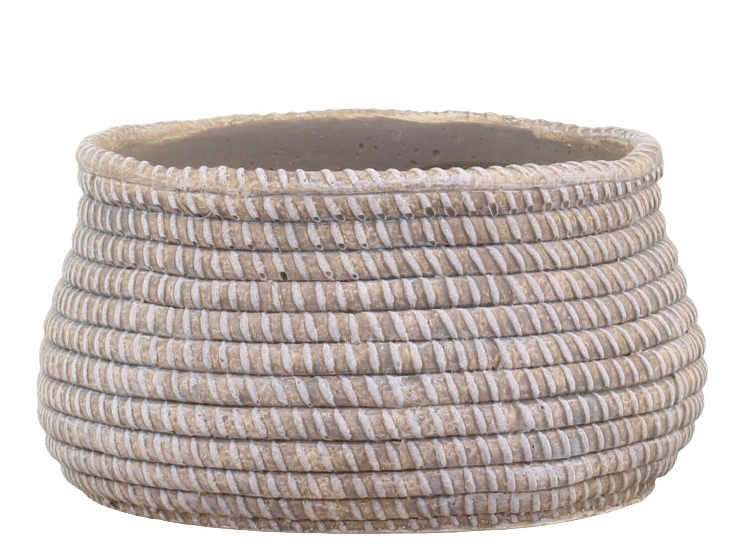 Évron Übertopf mit Geflecht Muster, antik natur 