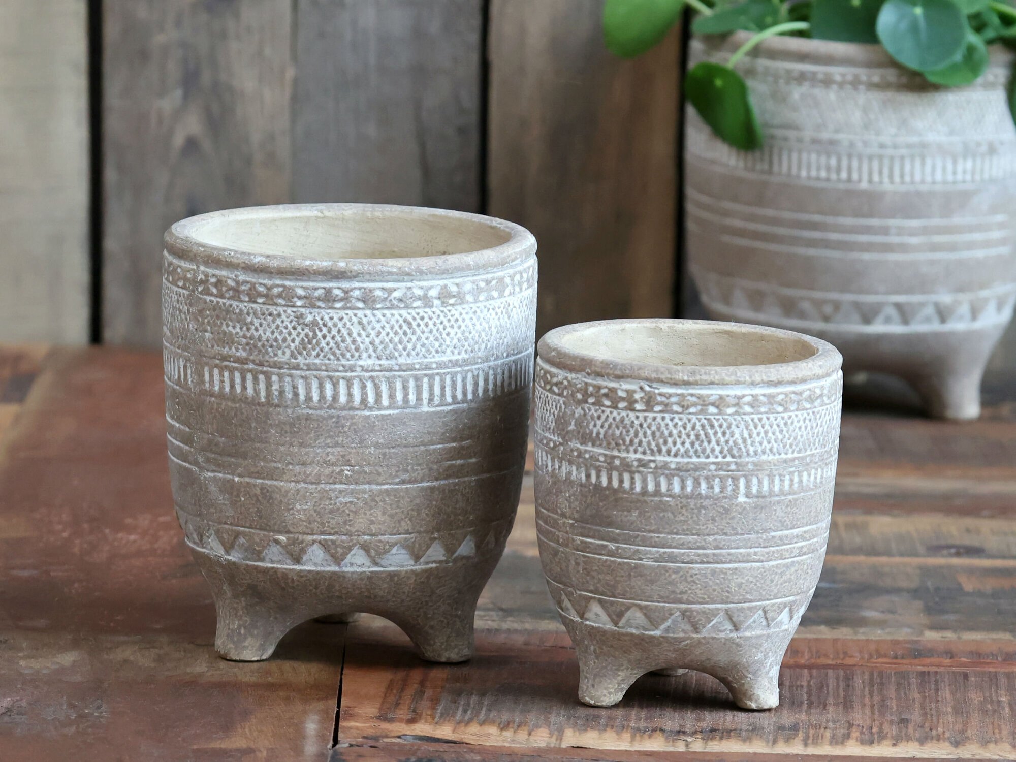 Évron Übertopf mit Muster, natur Höhe 13, Ø 11 cm