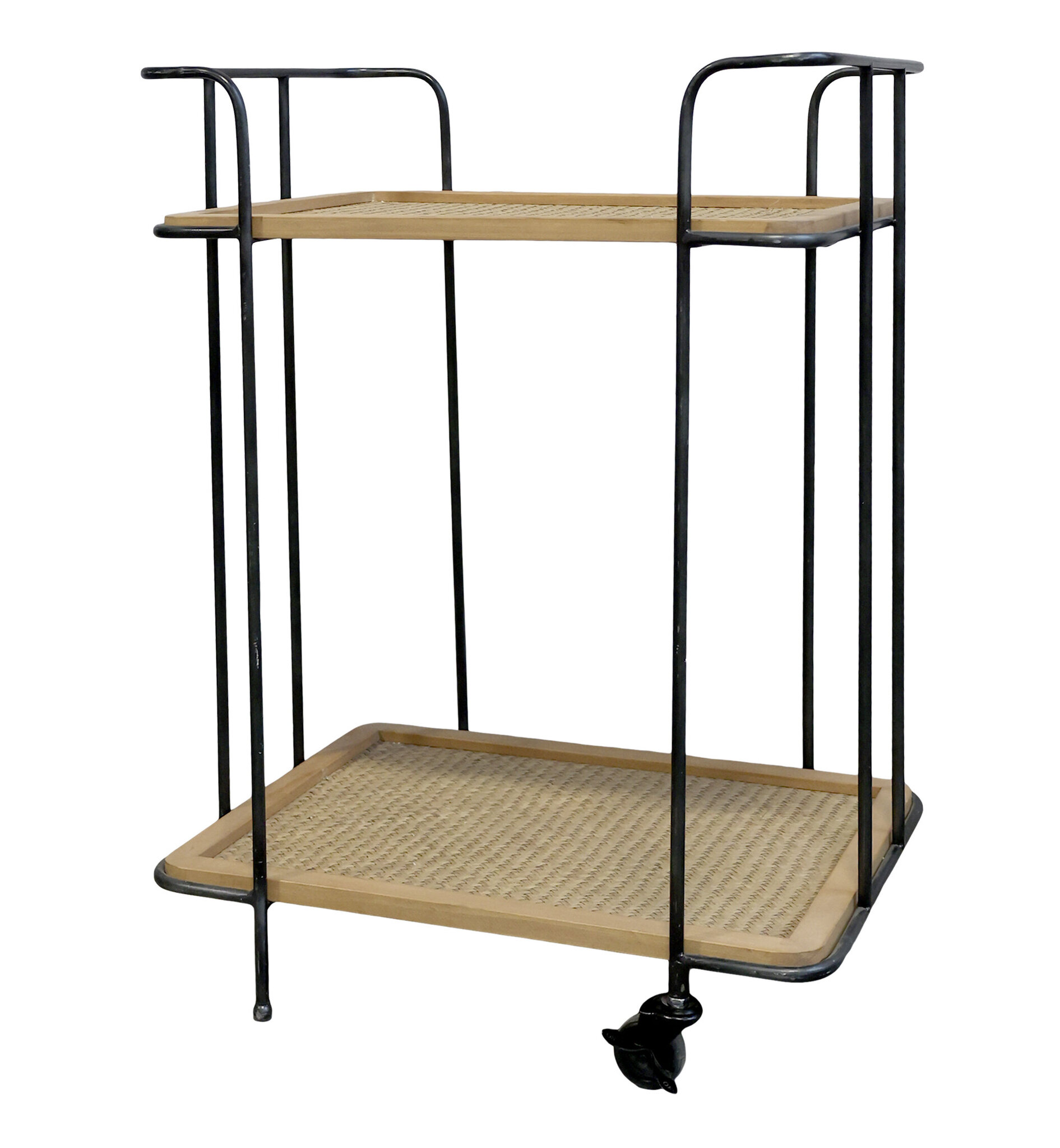 Chic Antique Wagen mit 2 geflochten Ablagen, antik kohle