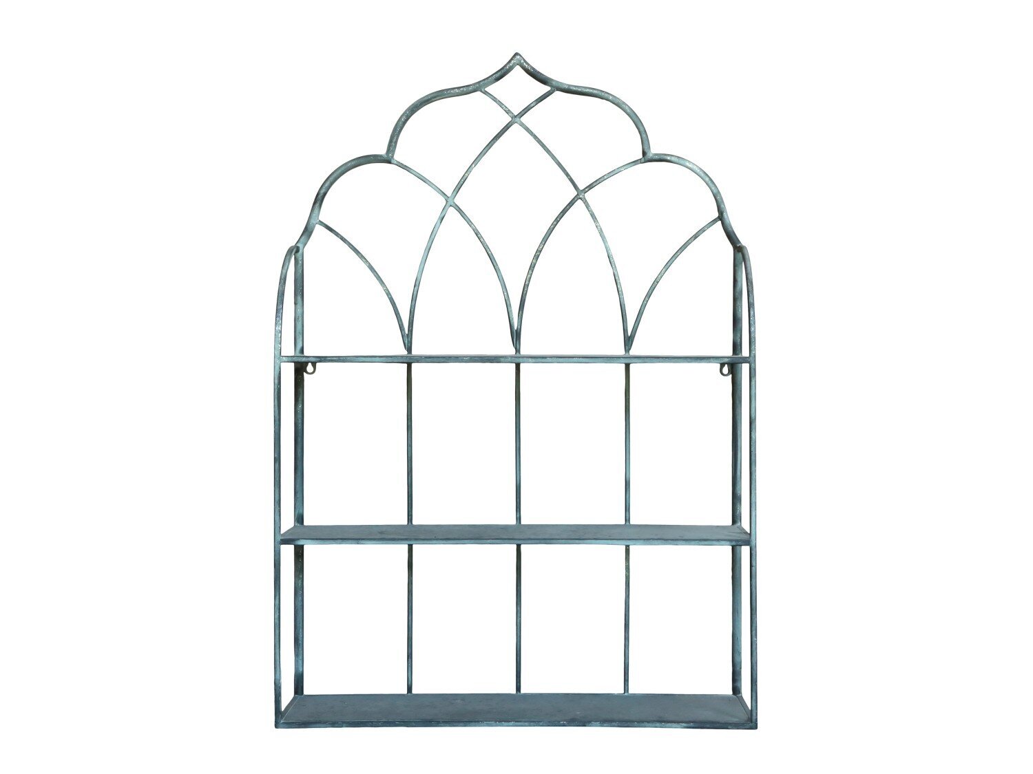 Wandregal aus Eisen mit 3 Ablagen, antique zink 
