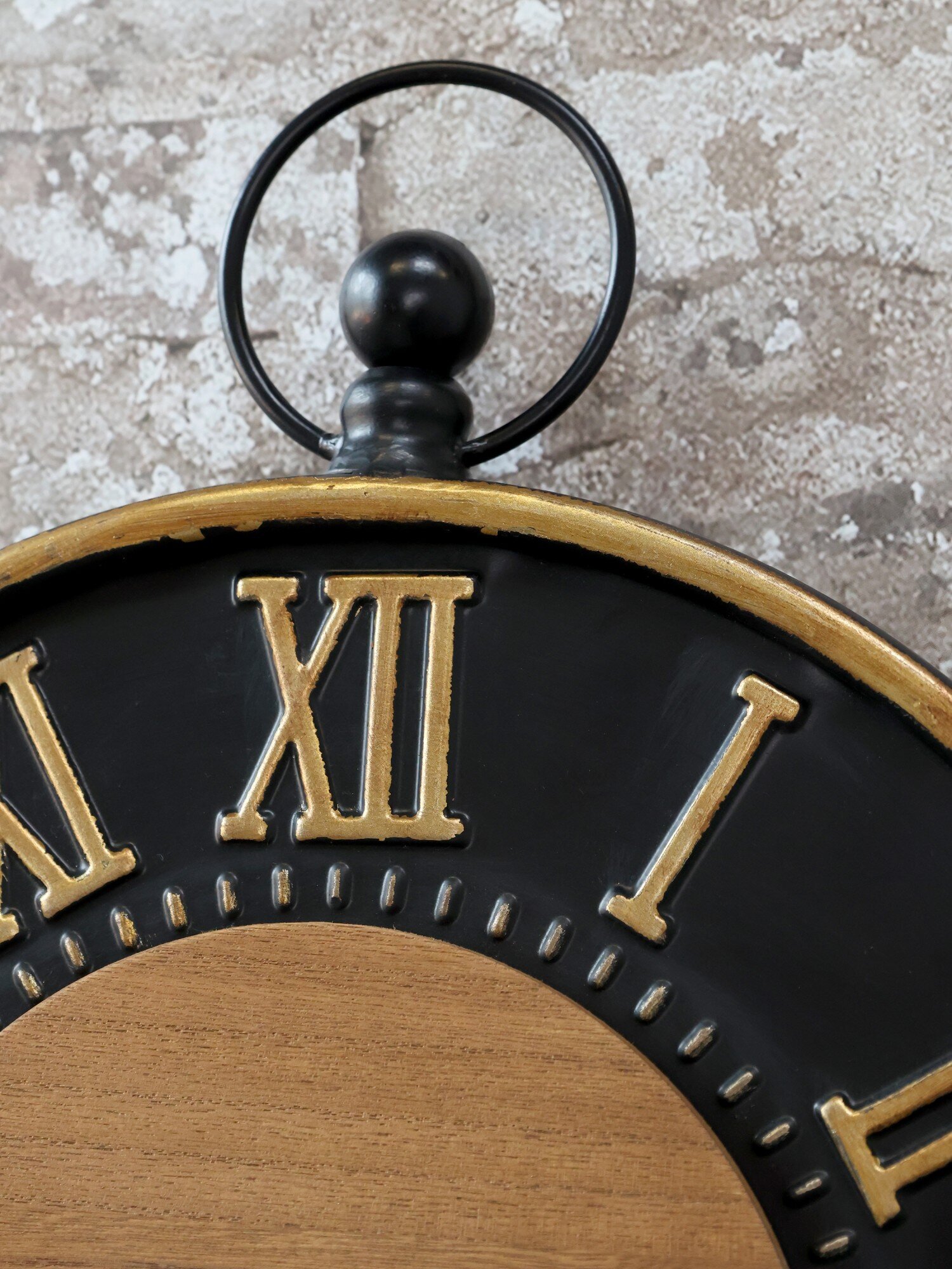 Wanduhr antik schwarz, messingfarben, schwarz 