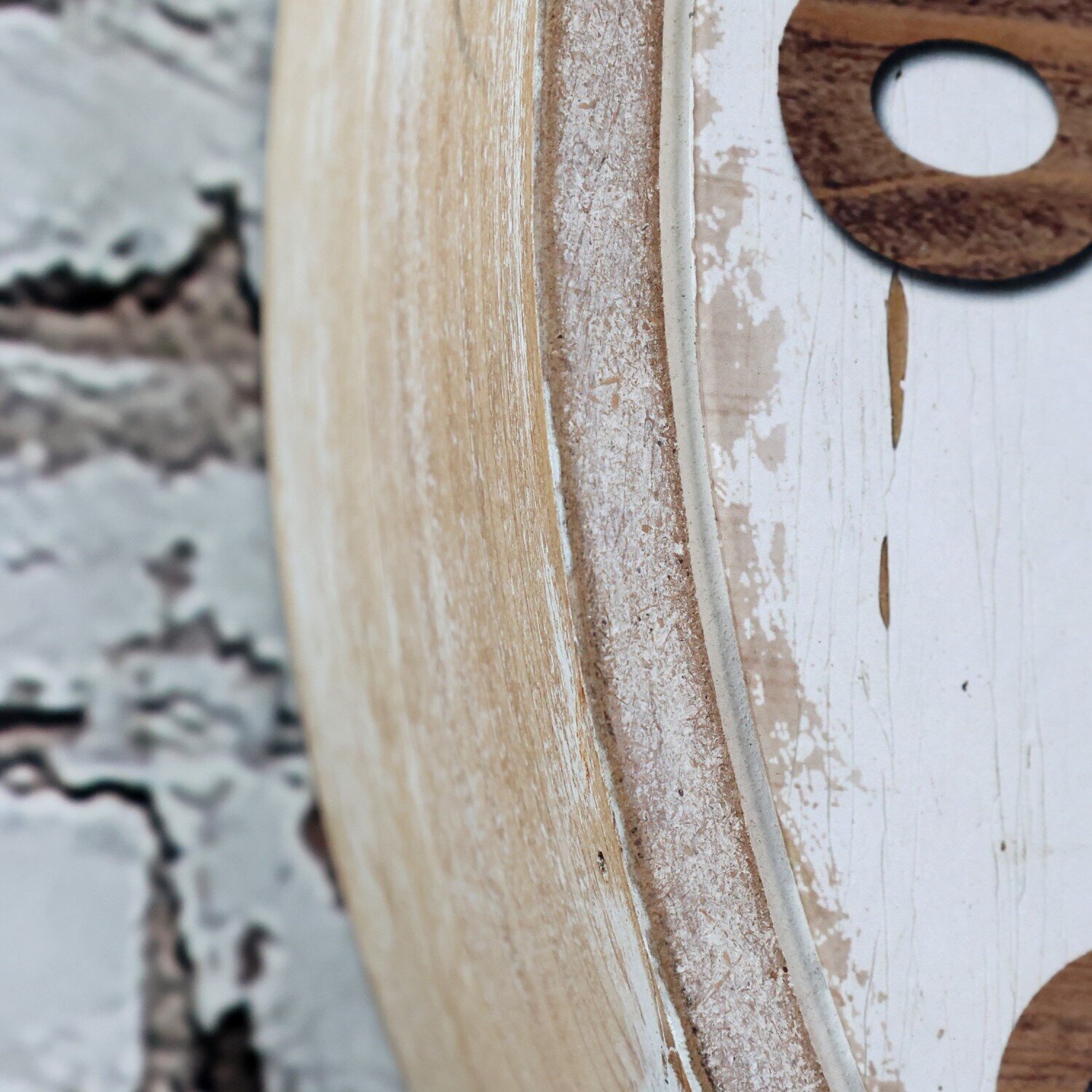 Wanduhr mit floralem Muster, antique creme 