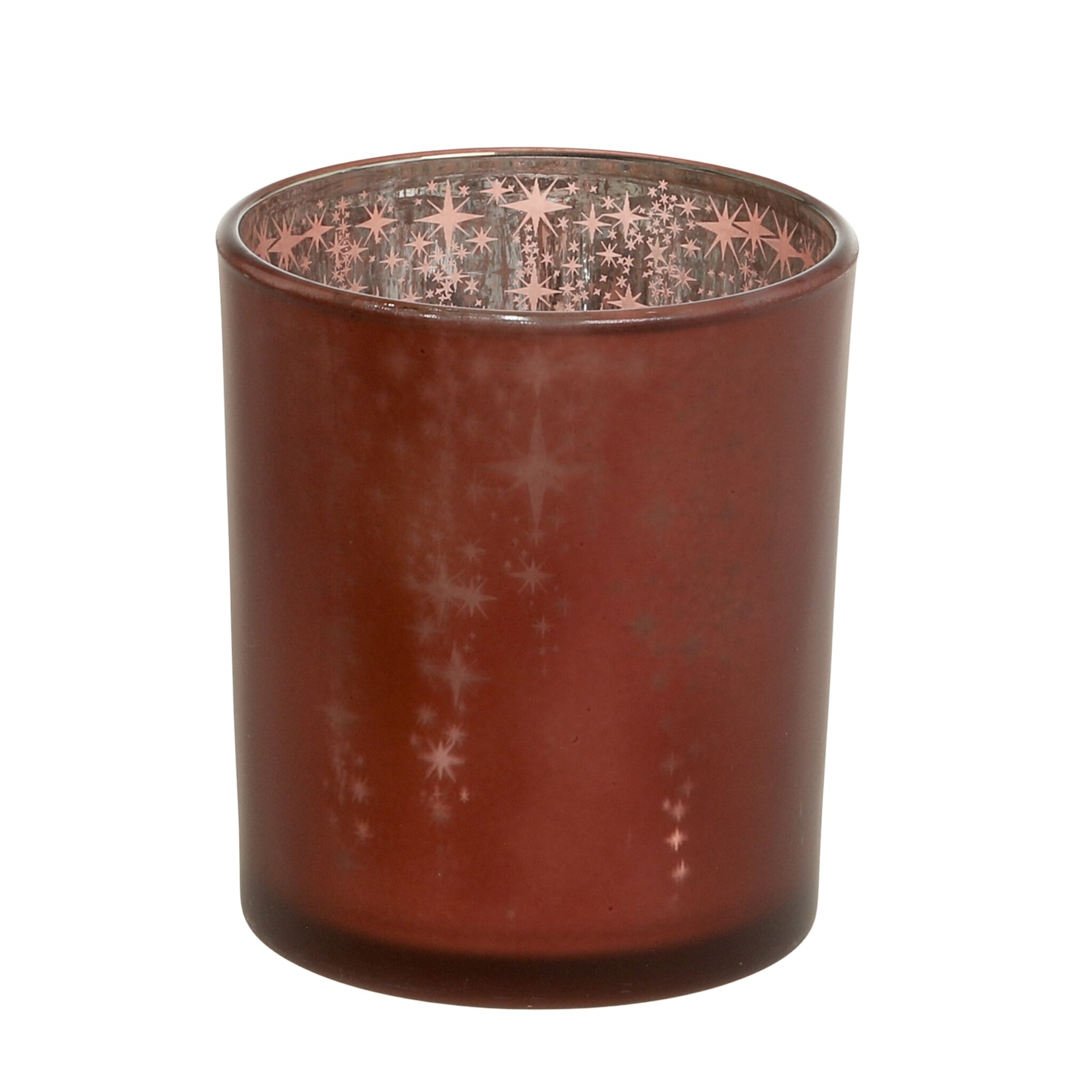 Weihnachtlicher Roter Teelichthalter mit Muster, antique cherry Höhe 8, Ø 7 cm