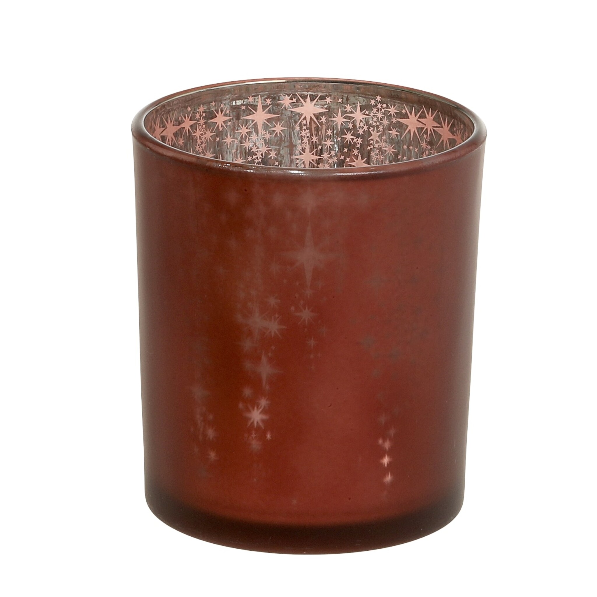 Weihnachtlicher Roter Teelichthalter mit Muster, antique cherry Höhe 10, Ø 9 cm