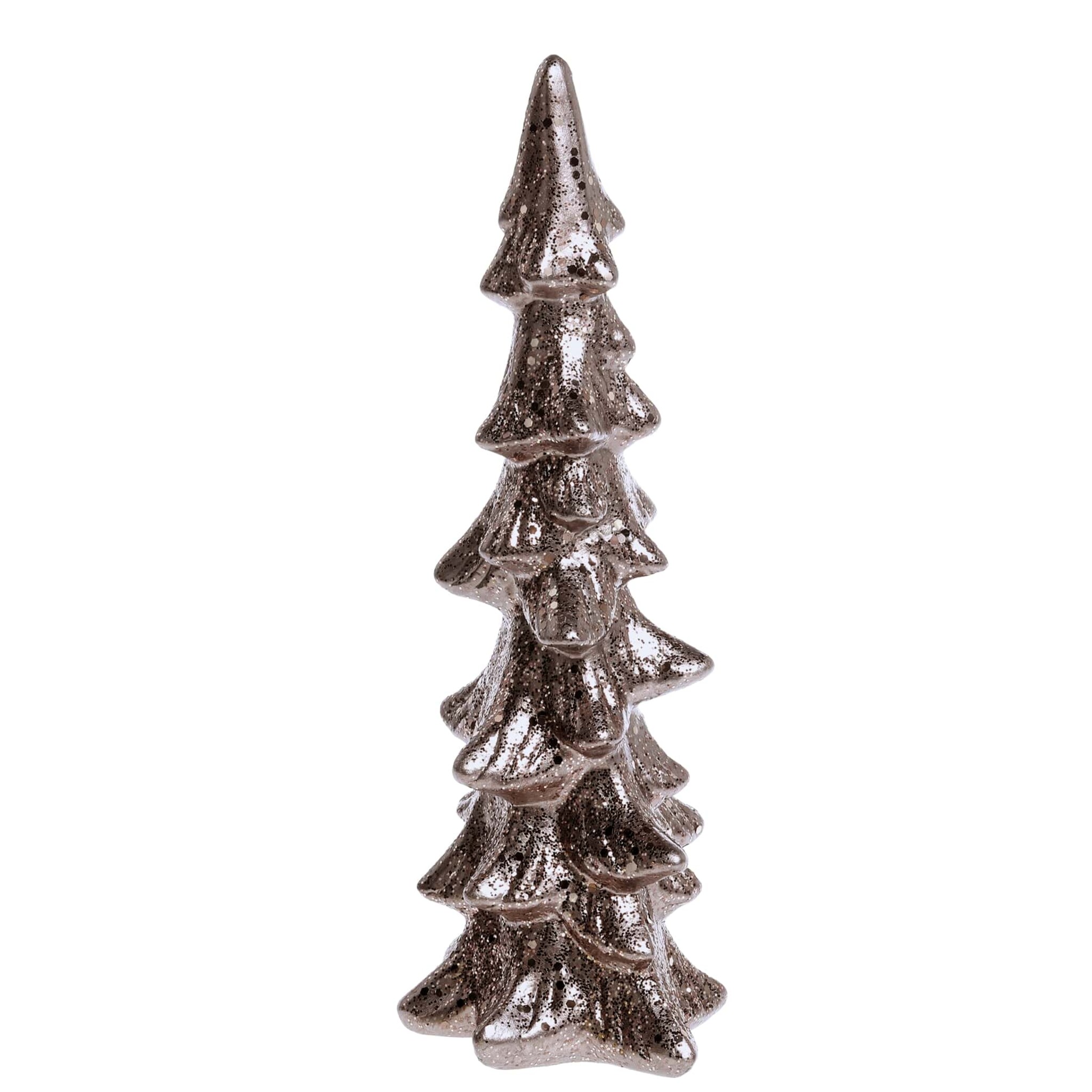 Weihnachtsbaum Aufsteller mit Glitzer, mokka Höhe 24, Länge: 10,5, Breite: 8 cm