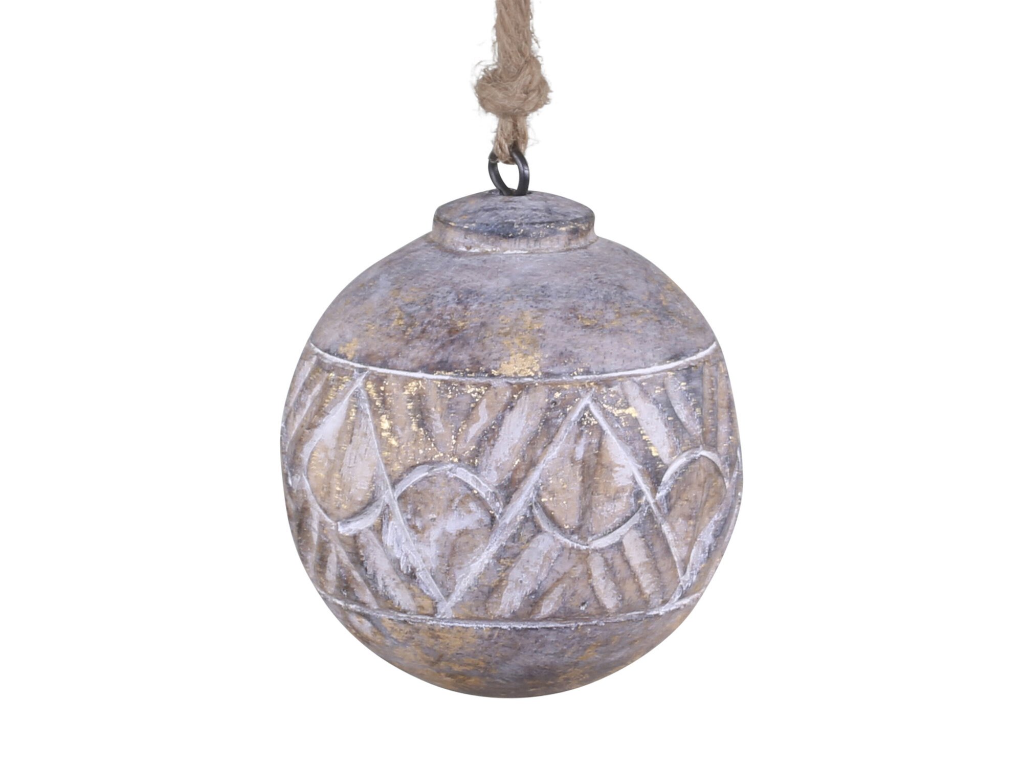 Weihnachtskugel aus Holz mit Muster, natur
