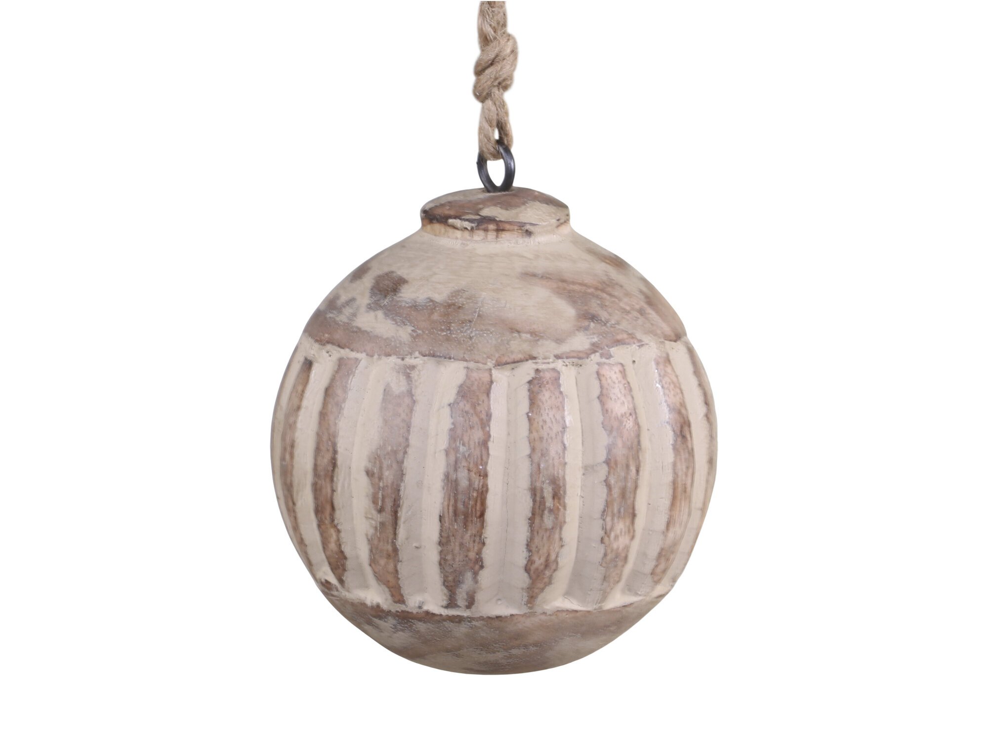 Weihnachtskugel aus Holz mit Muster, natur