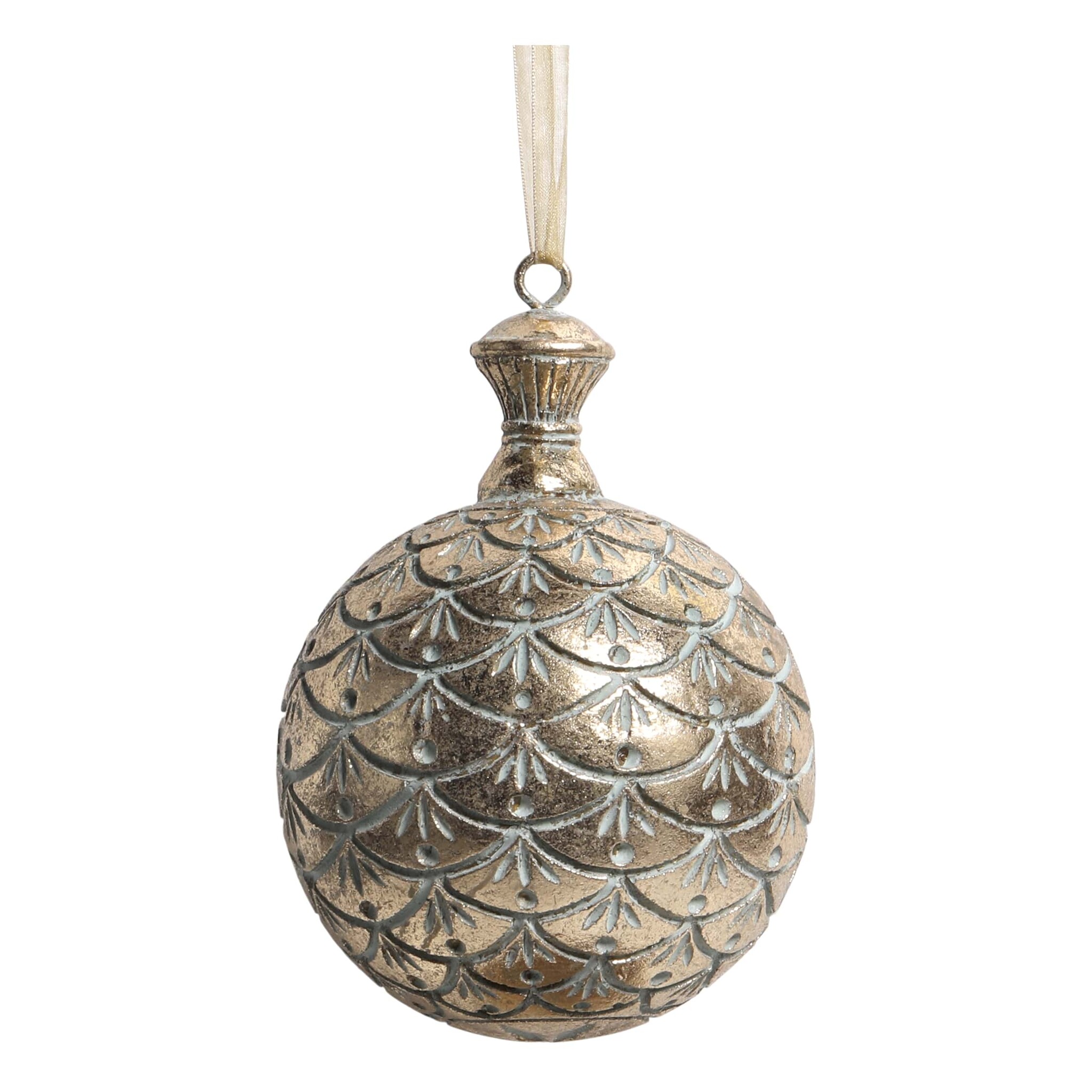 Weihnachtskugel im Antique Verte Stil, antique verte Höhe 14,5, Ø 10 cm