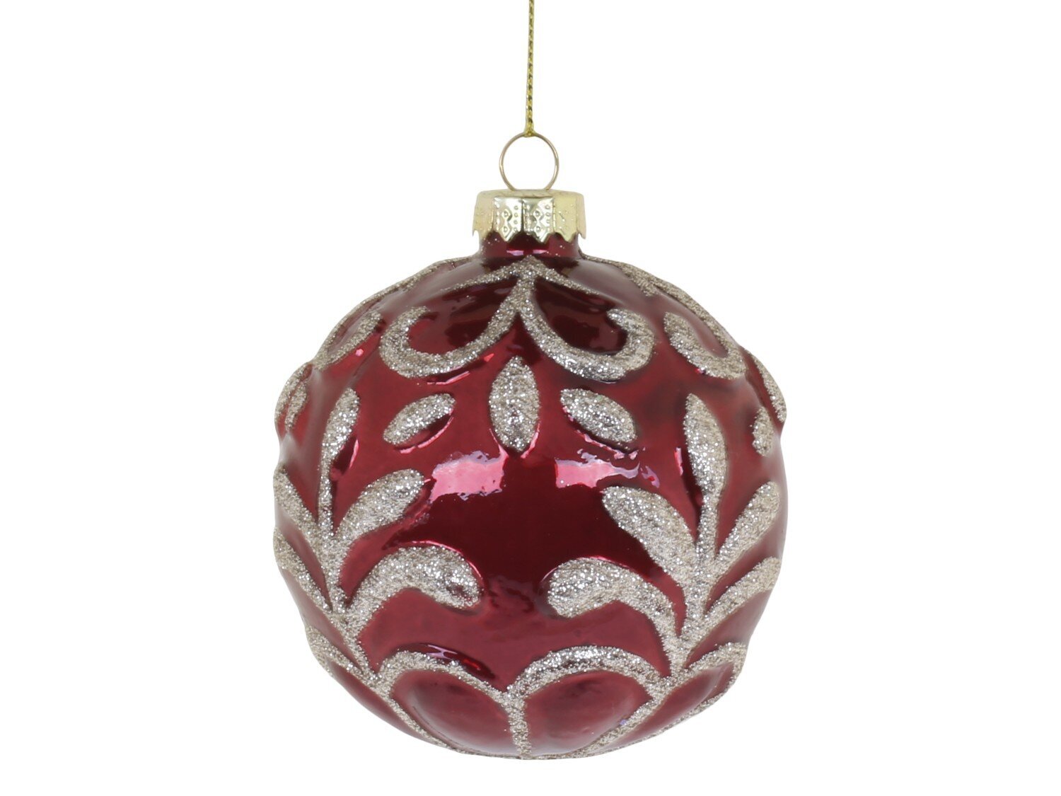 Weihnachtskugel mit Glitzer, rot, rot