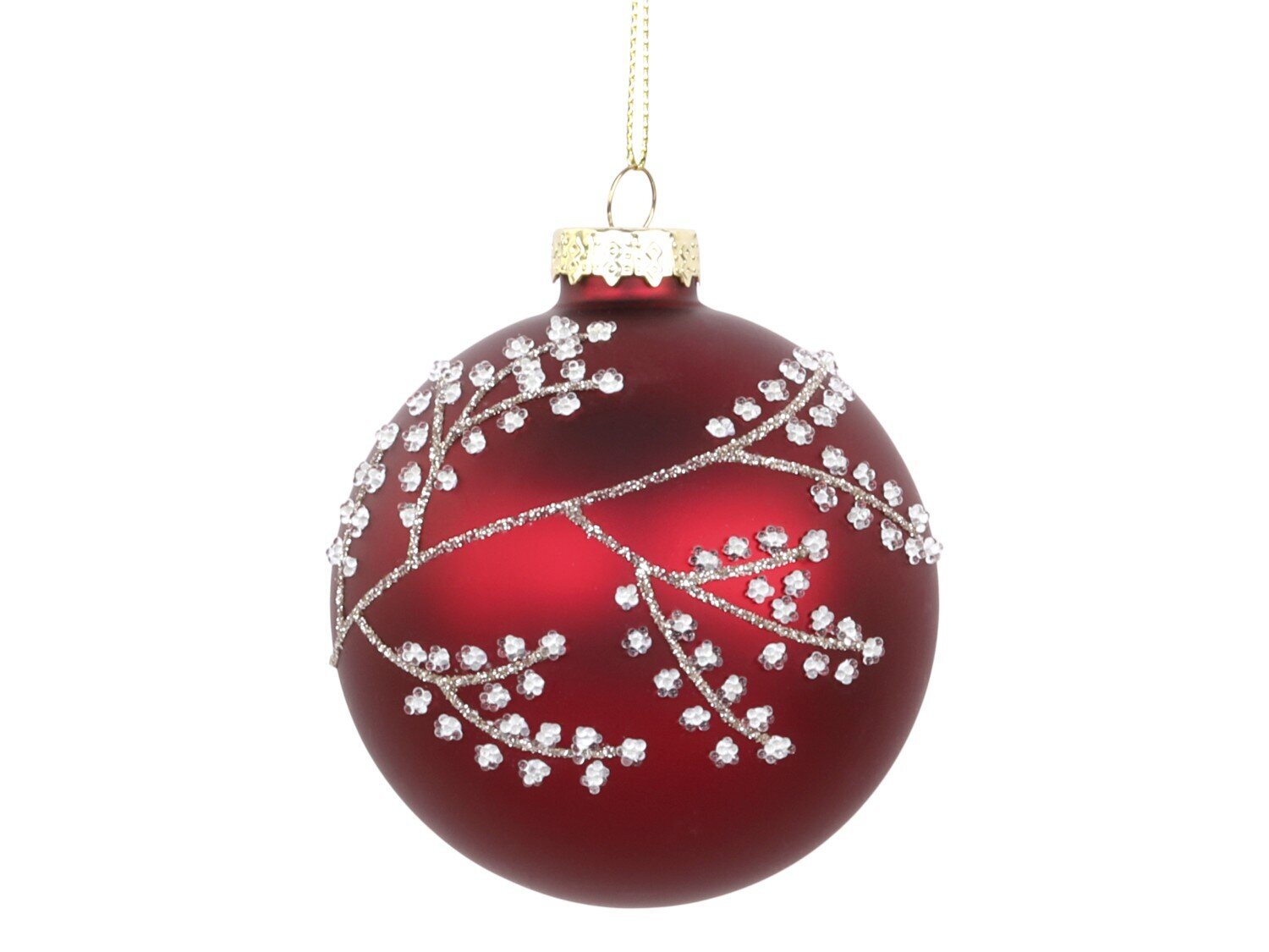 Weihnachtskugel mit Glitzer, rot, rot